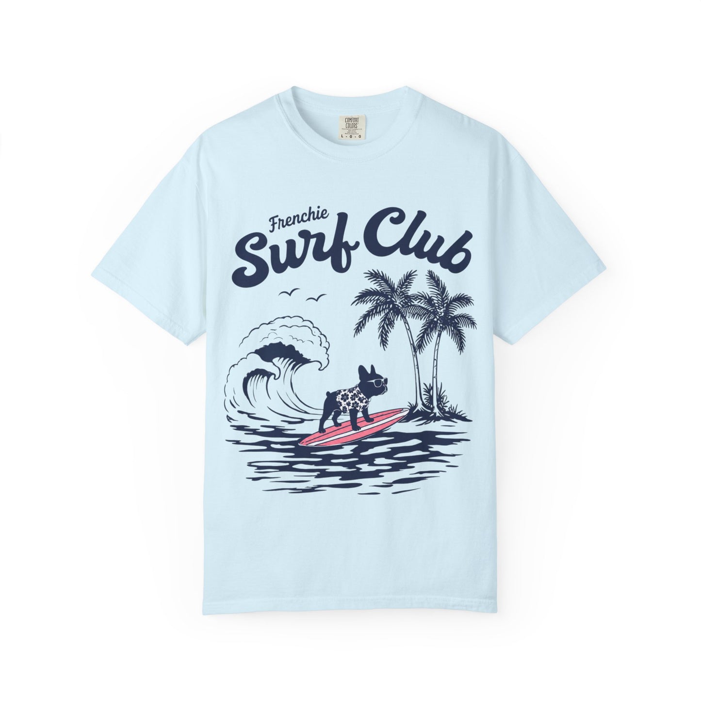 Frenchie Surf Club Shirt, Surfing French Bulldog Tee, Beach Frenchie Shirt, Summer Dog Lover Shirt, Coastal French Bulldog Gift