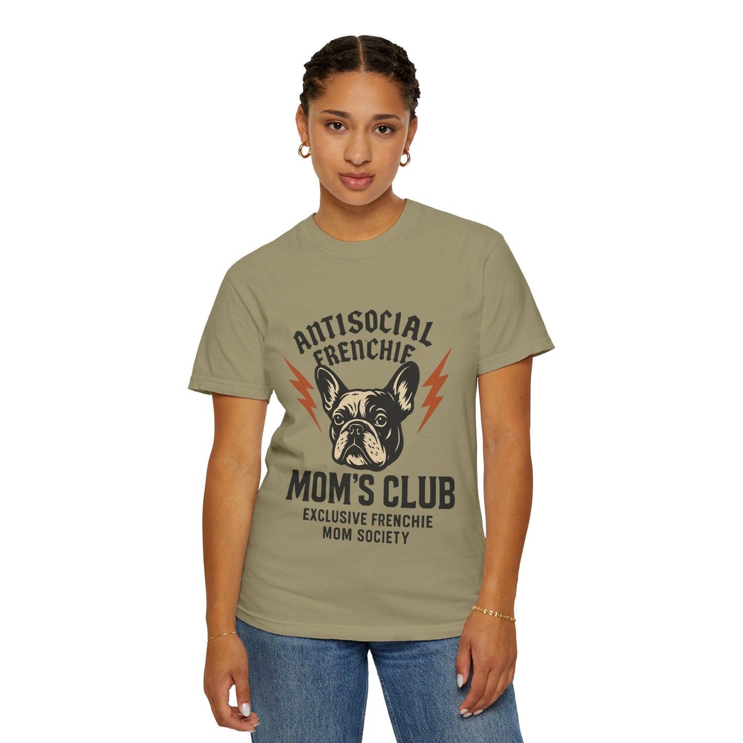Antisocial Frenchie Mom’s Club Shirt – Retro French Bulldog Mom Tee, Funny Frenchie Lover Gift, Vintage Dog Mom Graphic T-Shirt