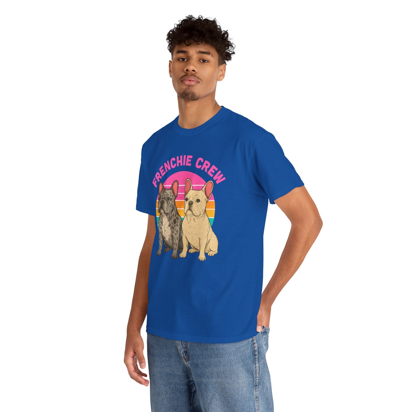 Frenchie Crew T-Shirt | Retro French Bulldog Tee | Merle & Cream Frenchie Dog Lover Shirt | Cute Gift for Frenchie Moms & Dads