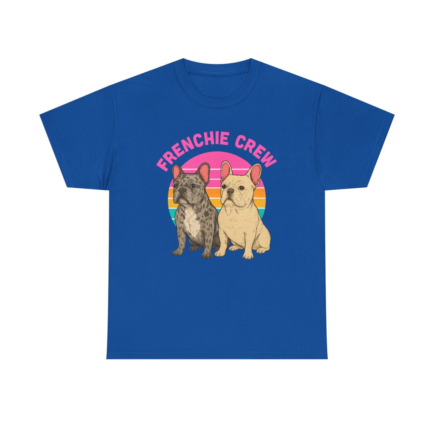 Frenchie Crew T-Shirt | Retro French Bulldog Tee | Merle & Cream Frenchie Dog Lover Shirt | Cute Gift for Frenchie Moms & Dads