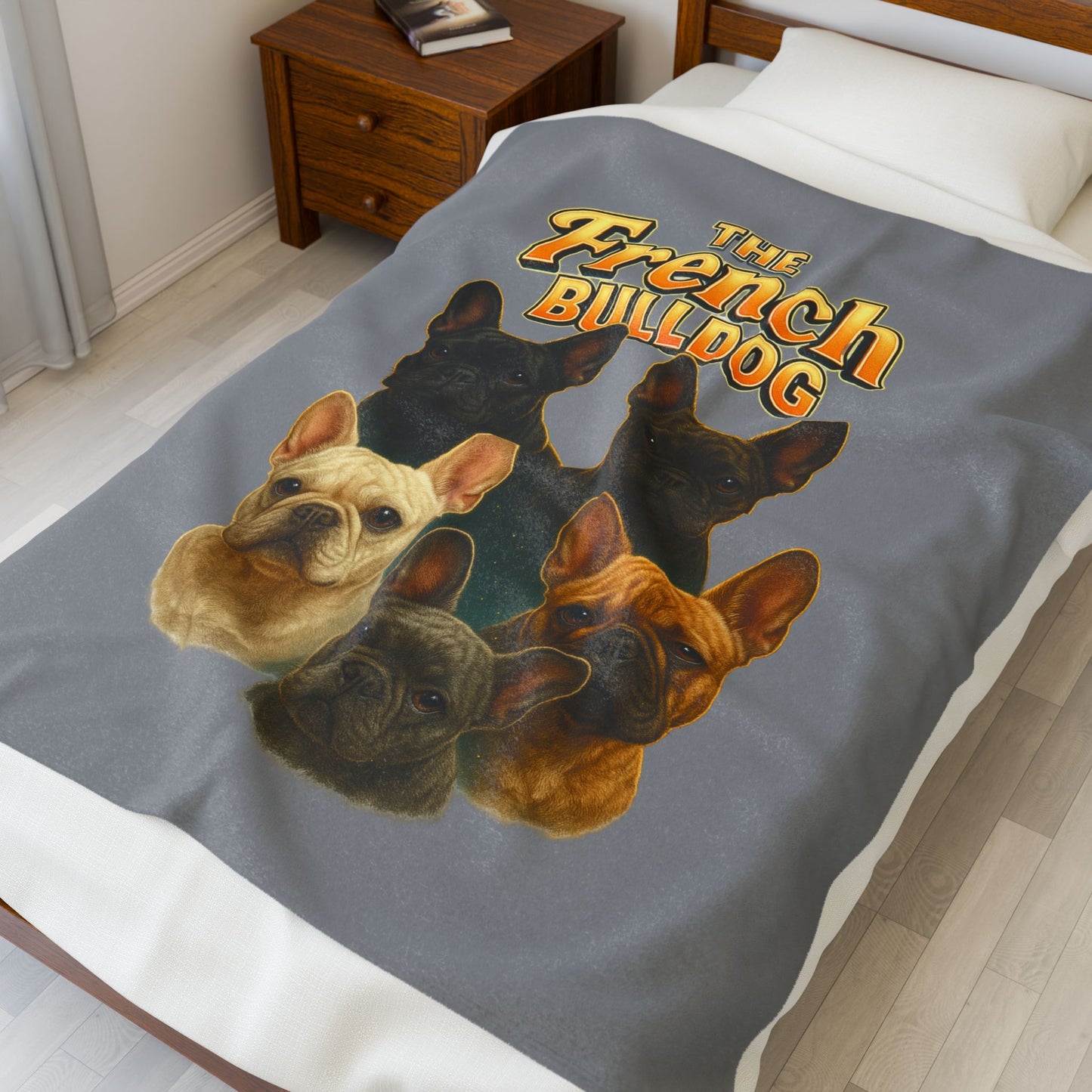 The French Bulldog Velveteen Plush Blanket | Cozy Dog Lover Throw | Frenchie Gift for Pet Owners | Soft Fleece Bed Blanket | Home Décor
