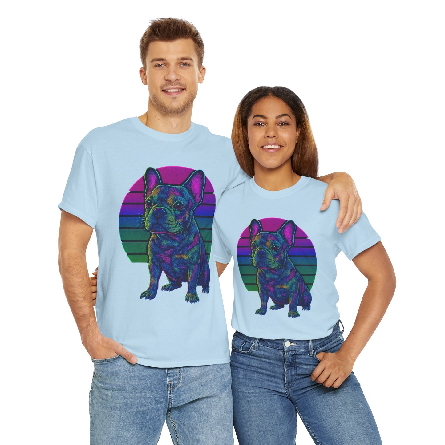 Neon French Bulldog T-Shirt | Retro 80s Frenchie Tee | Colorful Dog Lover Shirt | Electric Frenchie Gift for Men & Women