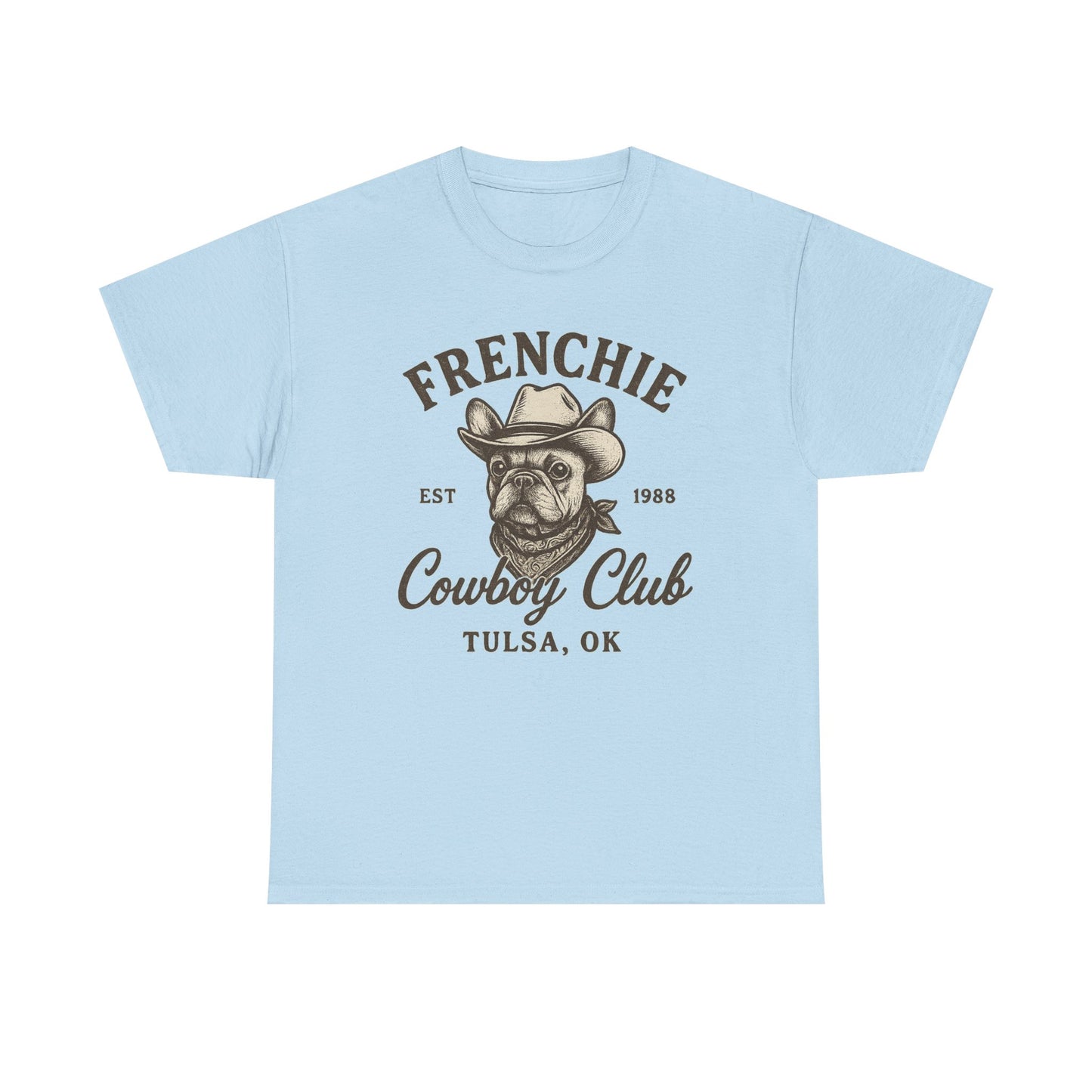 Frenchie Cowboy Club T-Shirt | Western French Bulldog Tee | Tulsa Oklahoma Dog Lover Shirt | Vintage Cowboy Graphic | Country Pet Gift