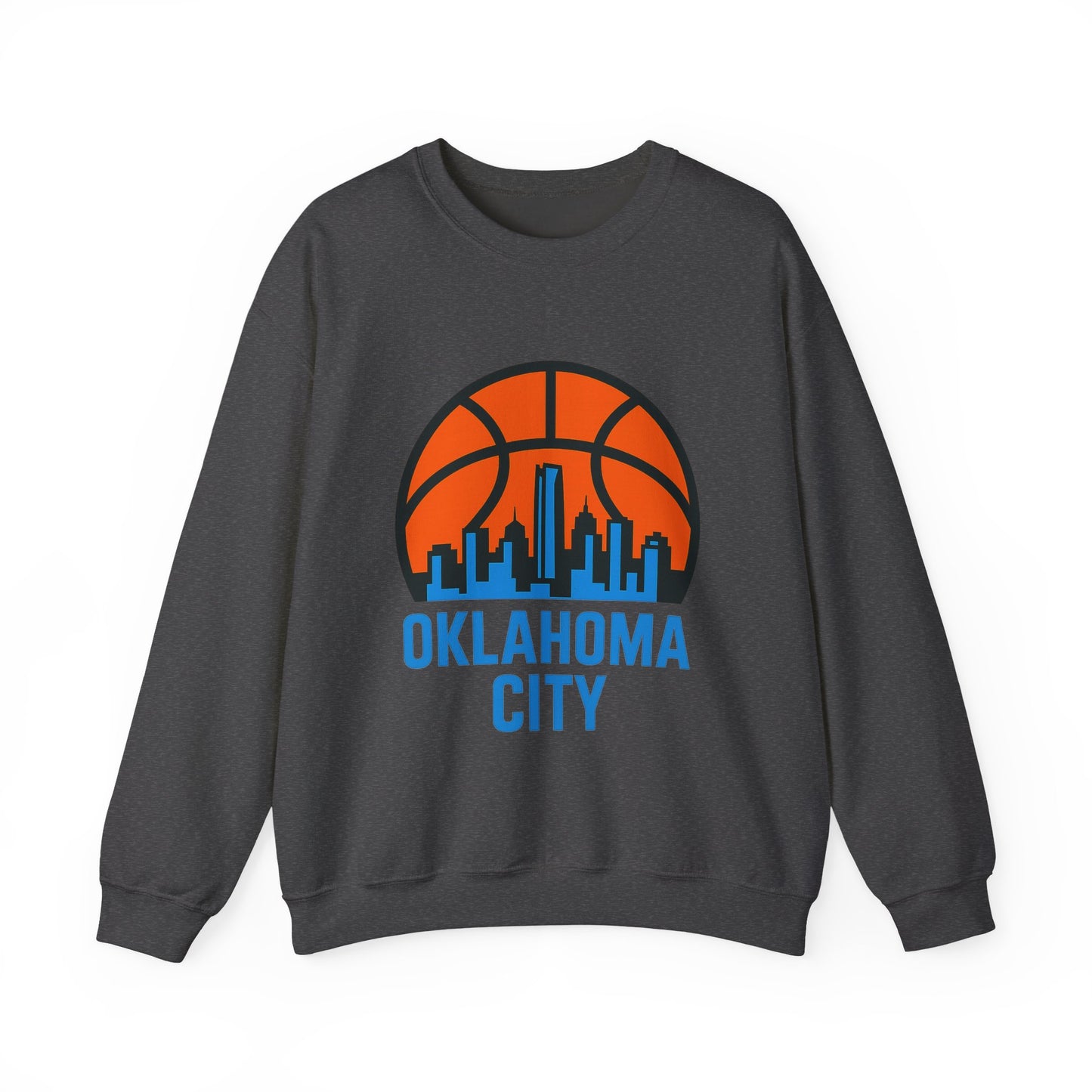 Oklahoma City Basketball Sweatshirt | Blue & Orange Skyline Pullover