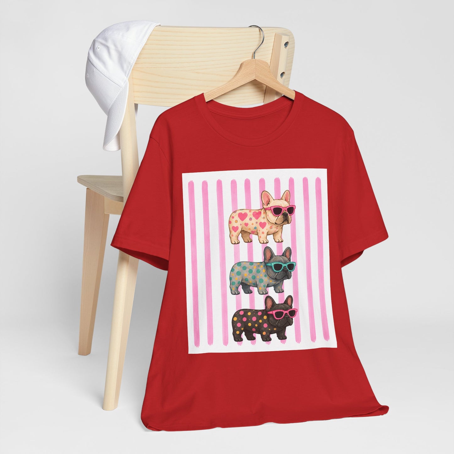 Cute French Bulldog Shirt, Pink Frenchie Sunglasses Tee, Colorful Frenchie Graphic Shirt, Dog Mom Gift, French Bulldog Lover T-Shirt