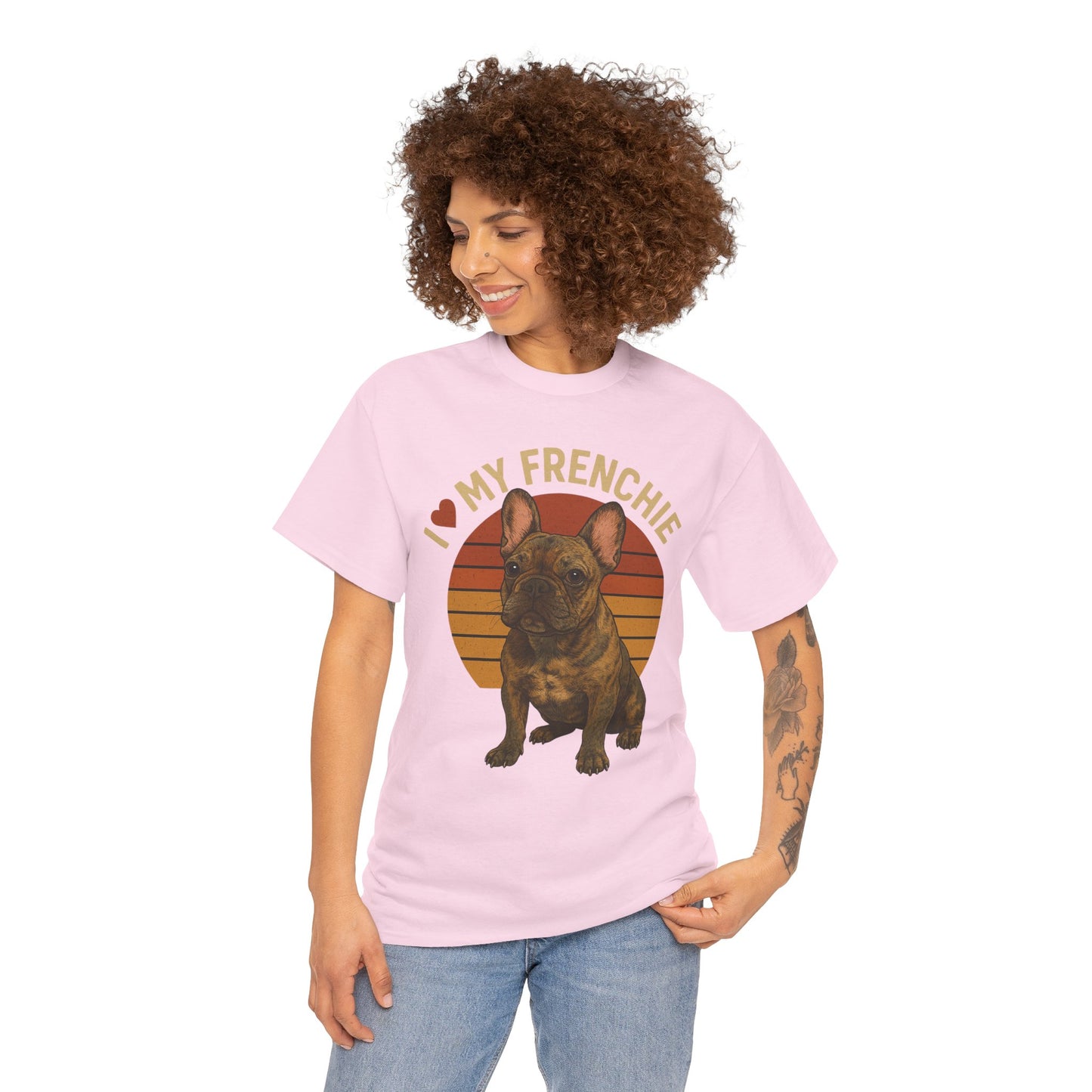 I Love My Frenchie T-Shirt | Brindle French Bulldog Retro Tee | Vintage Dog Lover Shirt | Frenchie Mom & Dad Gift