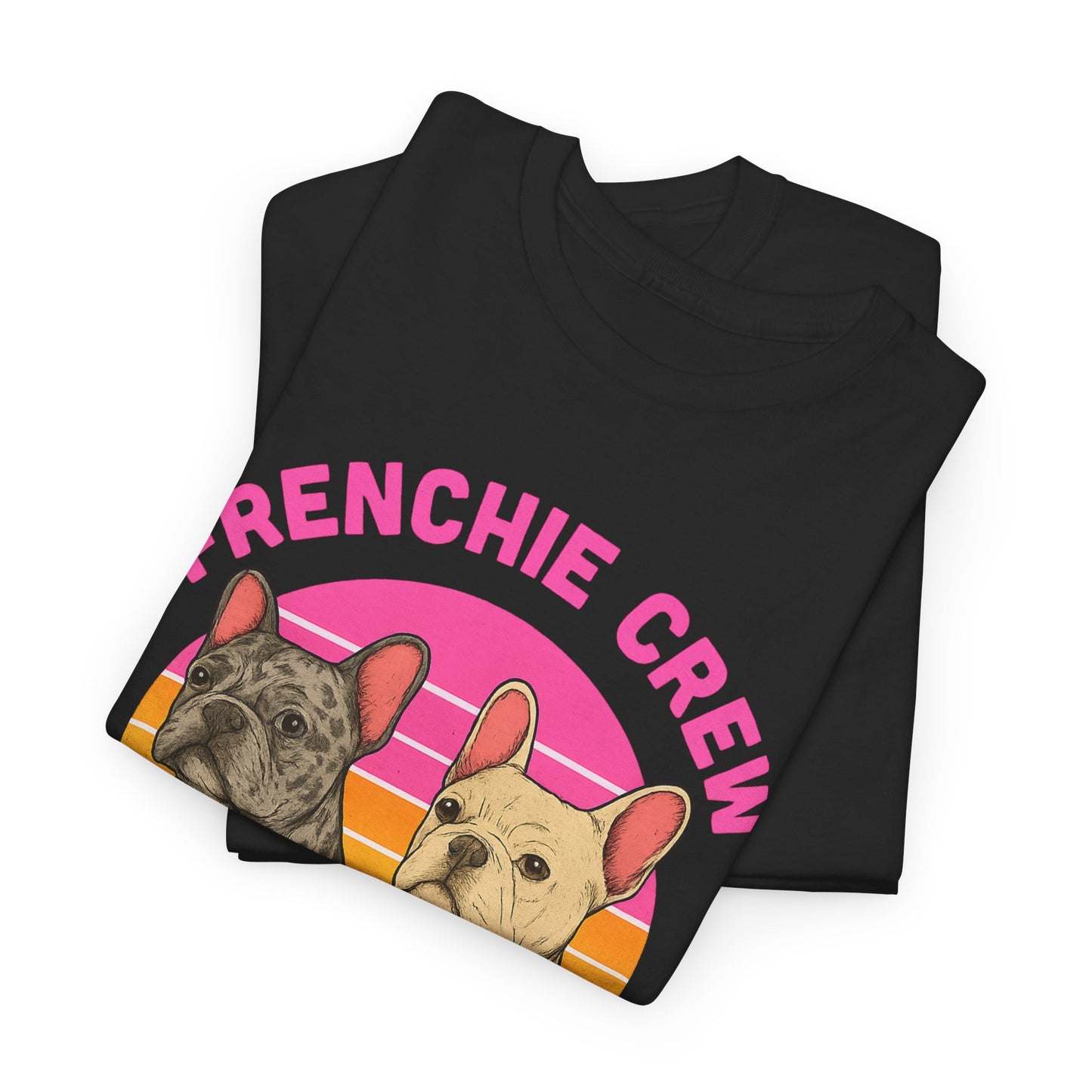 Frenchie Crew T-Shirt | Retro French Bulldog Tee | Merle & Cream Frenchie Dog Lover Shirt | Cute Gift for Frenchie Moms & Dads