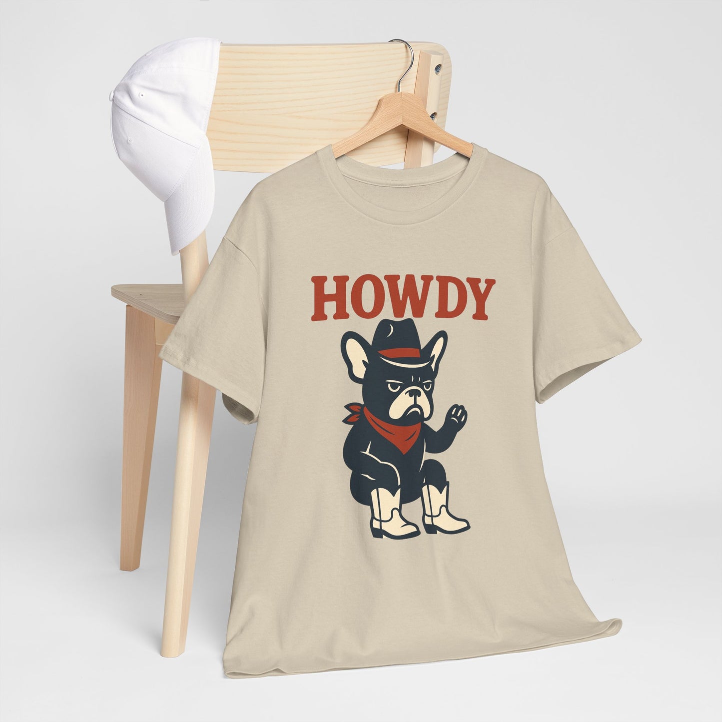 Howdy Frenchie T-Shirt | Cowboy French Bulldog Tee | Western Dog Lover Shirt | Cute Rodeo Pet Gift | Funny Frenchie Cowboy Graphic Tee