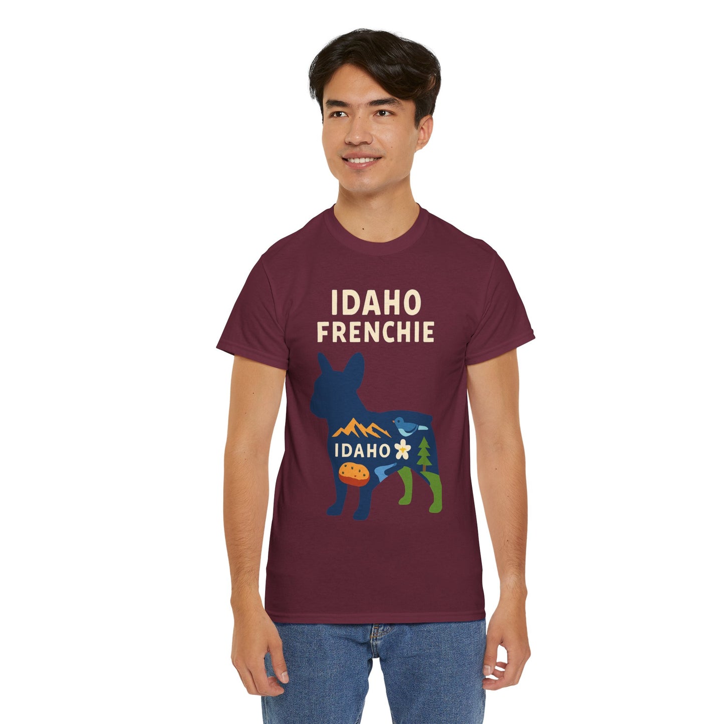 Idaho Frenchie T-Shirt | Idaho Dog Lover Tee | French Bulldog State Shirt | Idaho Gift for Frenchie Owners | Cute Frenchie Graphic Tee