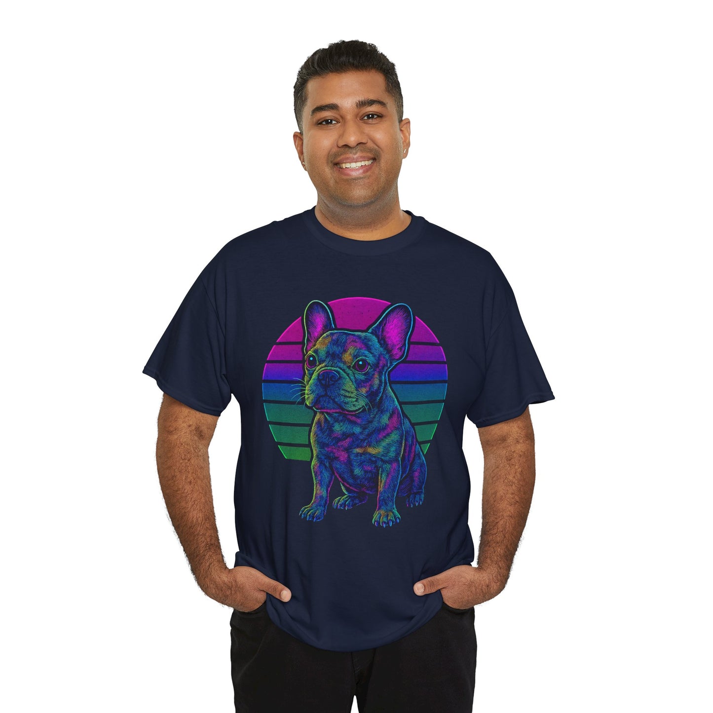 Neon French Bulldog T-Shirt | Retro 80s Frenchie Tee | Colorful Dog Lover Shirt | Electric Frenchie Gift for Men & Women