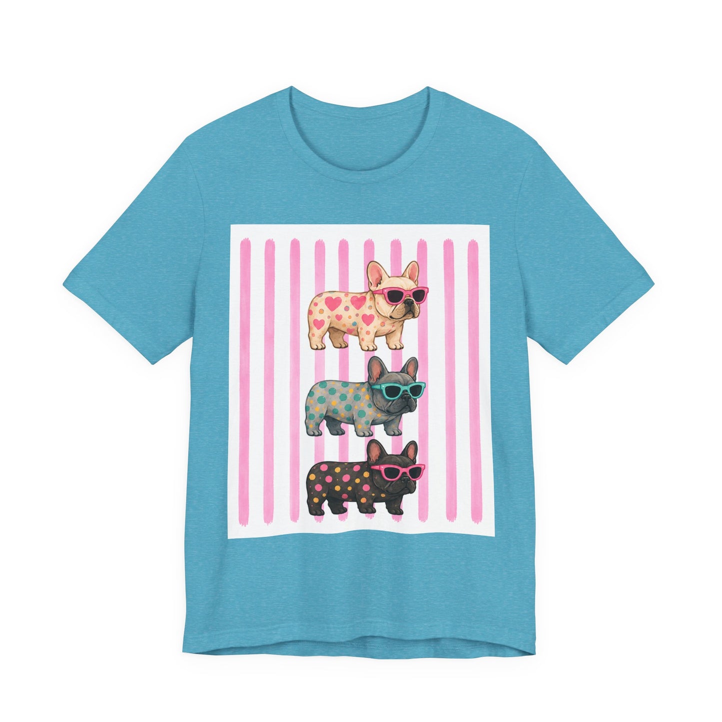 Cute French Bulldog Shirt, Pink Frenchie Sunglasses Tee, Colorful Frenchie Graphic Shirt, Dog Mom Gift, French Bulldog Lover T-Shirt