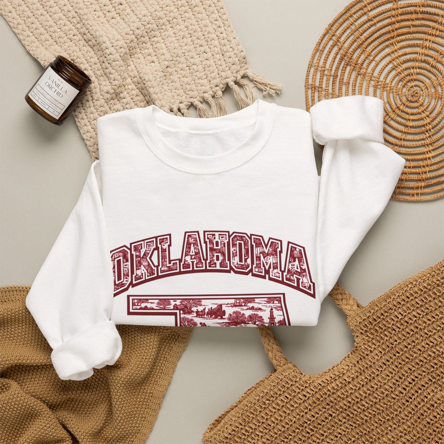 Oklahoma Football Sweatshirt, Oklahoma State Toile Crewneck, Crimson Game Day Sweatshirt, Oklahoma Fan Gift, Vintage Football Crewneck, sooner