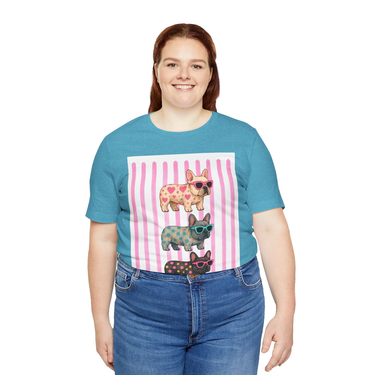 Cute French Bulldog Shirt, Pink Frenchie Sunglasses Tee, Colorful Frenchie Graphic Shirt, Dog Mom Gift, French Bulldog Lover T-Shirt