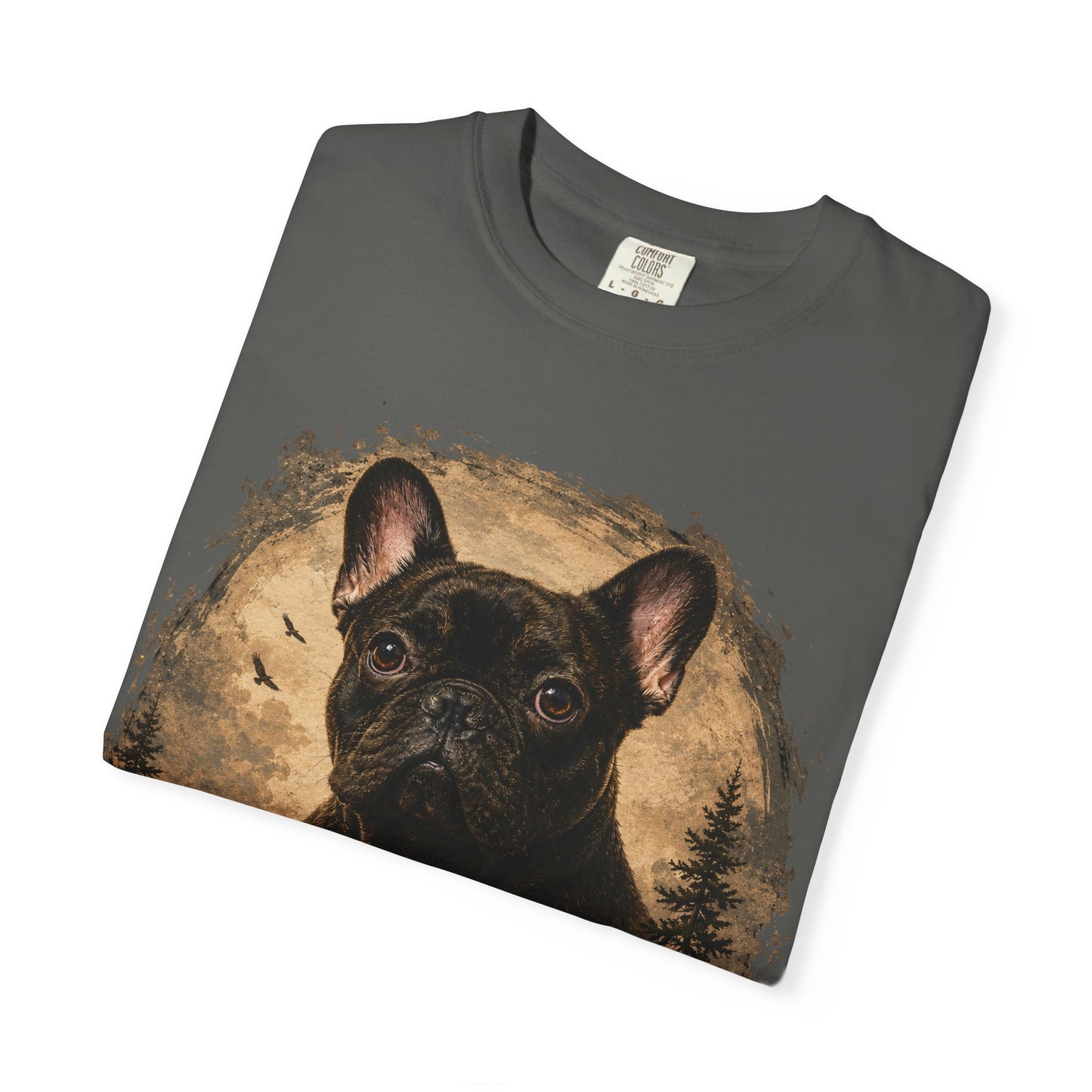 Black French Bulldog Shirt, Vintage Frenchie Nature Tee, Rustic French Bulldog Shirt, Dog Lover Gift, Frenchie Mountain Landscape Tee, Outdoors Dog Shirt, French Bulldog Art