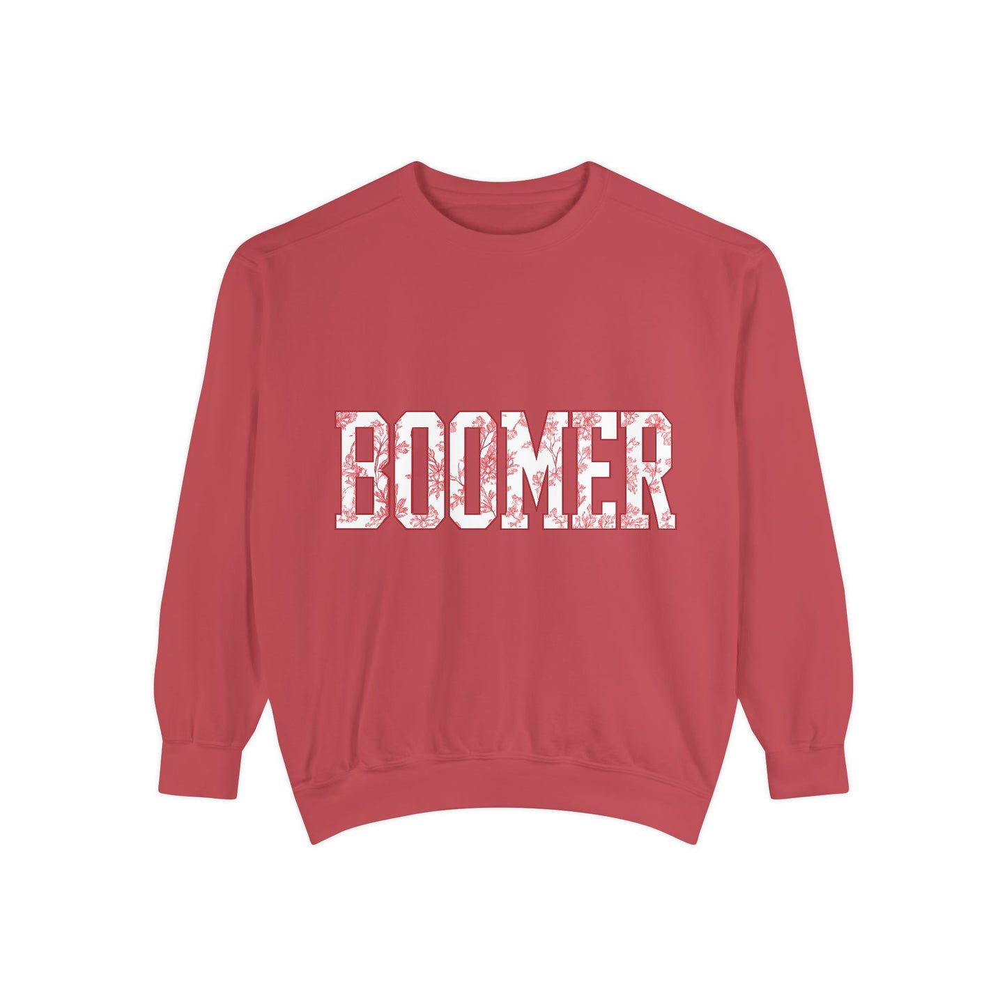 Boomer Toile Sweatshirt | Oklahoma Football Inspired Pullover | Red & Cream Toile Print Crewneck | Retro Game Day Oklahoma Sweater