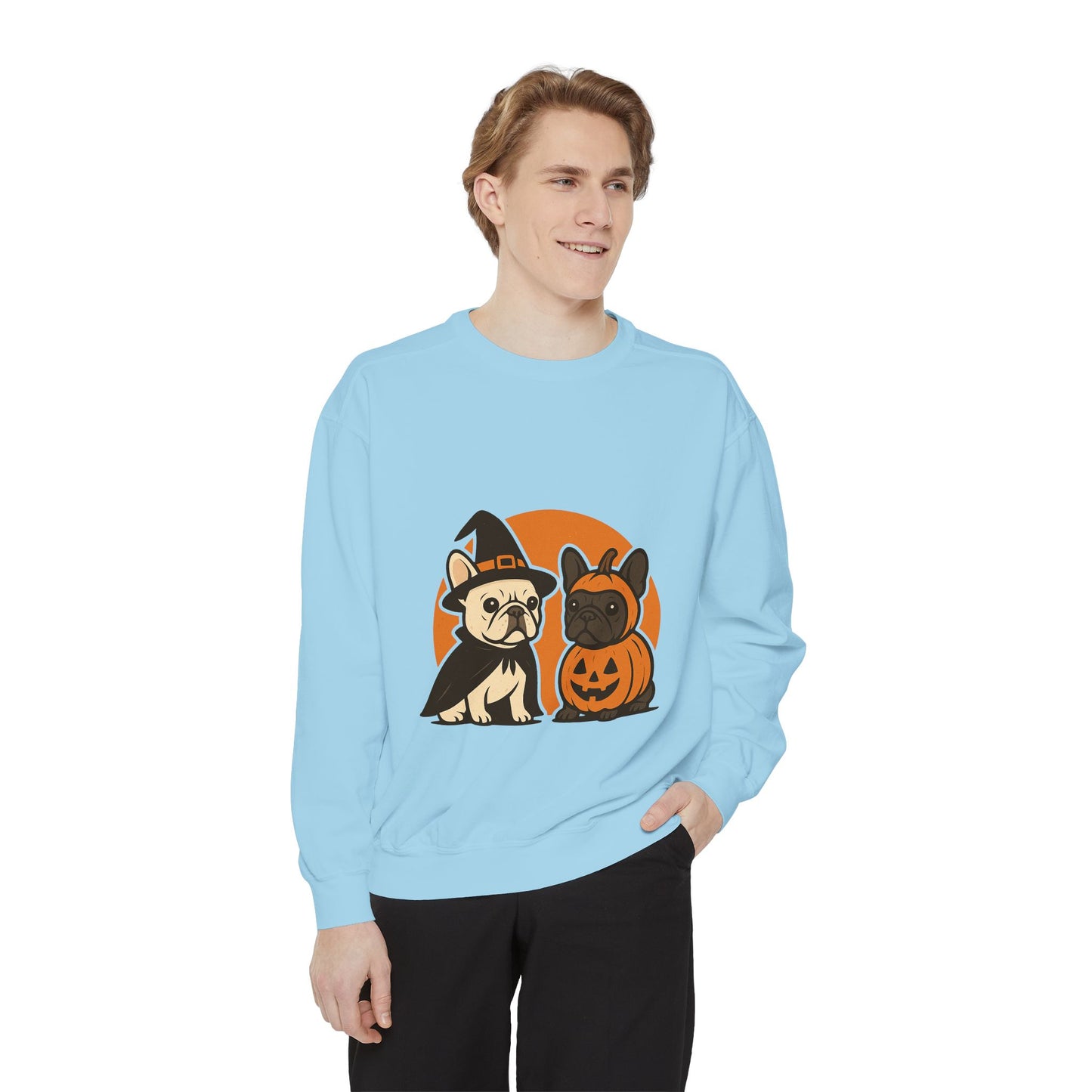 French Bulldog Halloween Sweatshirt | Spooky Frenchie Pullover | Witch Dog Lover Crewneck | Cute Pumpkin Fall Sweater