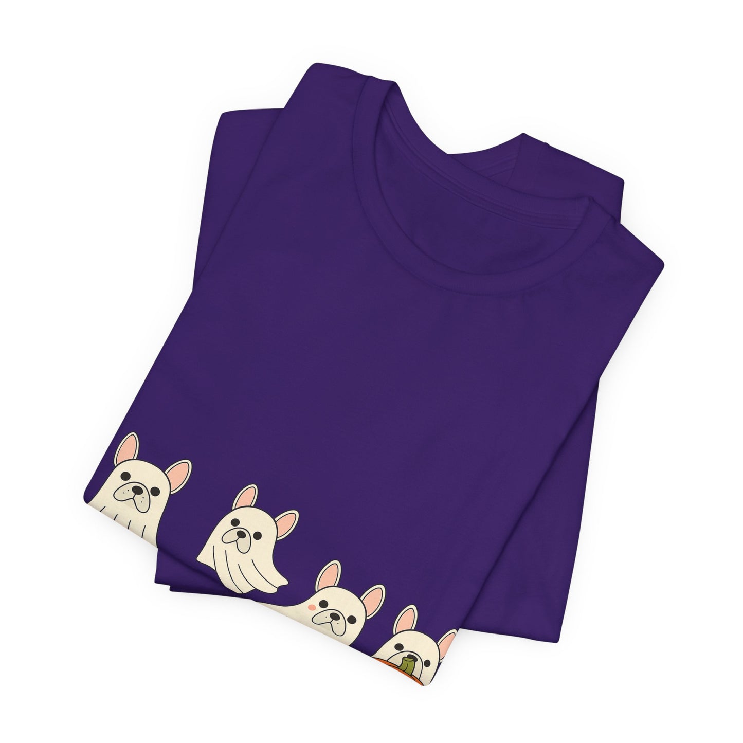 Frenchie Ghost Halloween T-Shirt | Cute French Bulldog Graphic Tee | Funny Dog Lover Spooky Season Shirt | Pumpkin Ghost Frenchie Tee