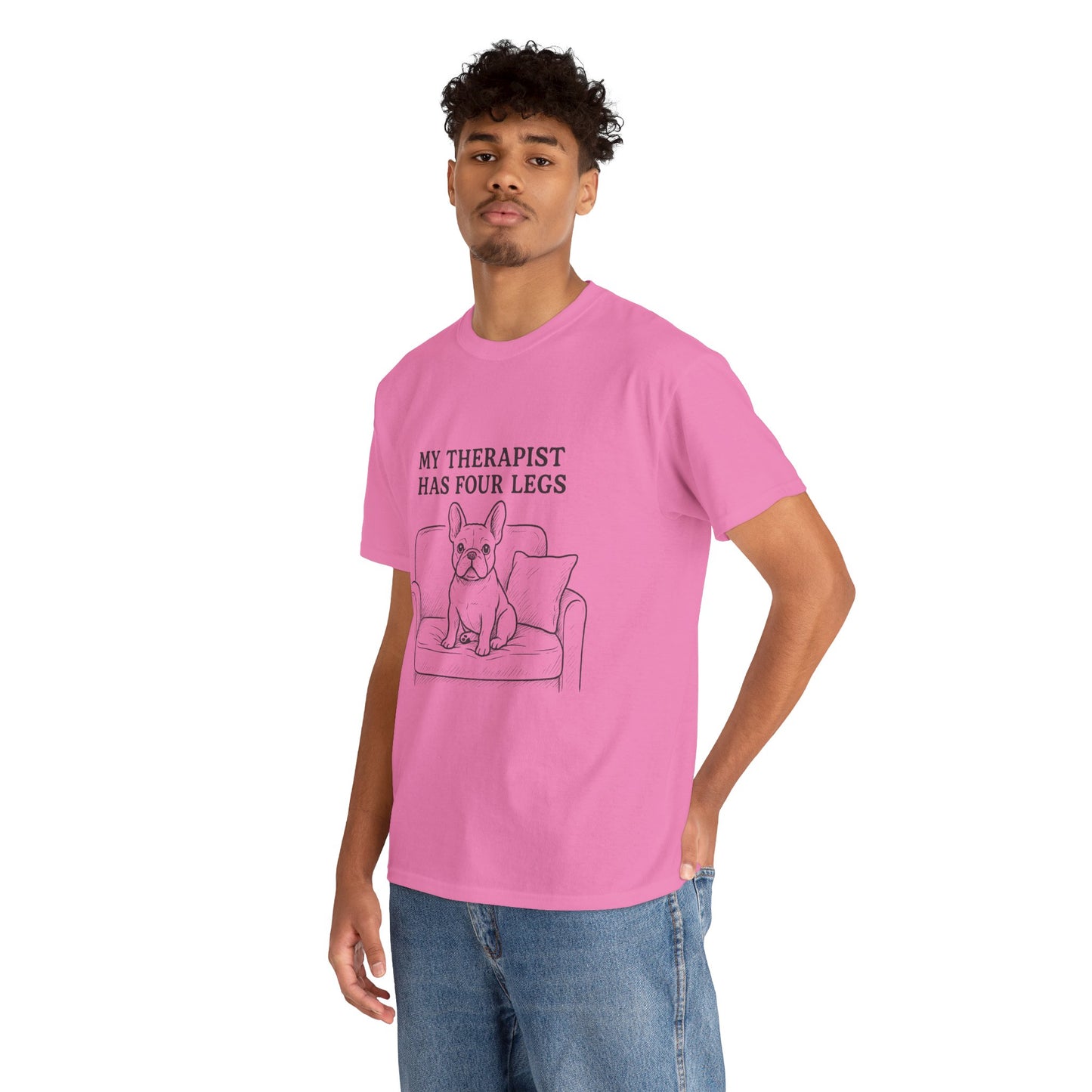 My Therapist Has Four Legs French Bulldog Shirt – Funny Dog Lover Tee, Frenchie Owner Gift, Mental Health Humor Shirt, Cute Pet Apparel