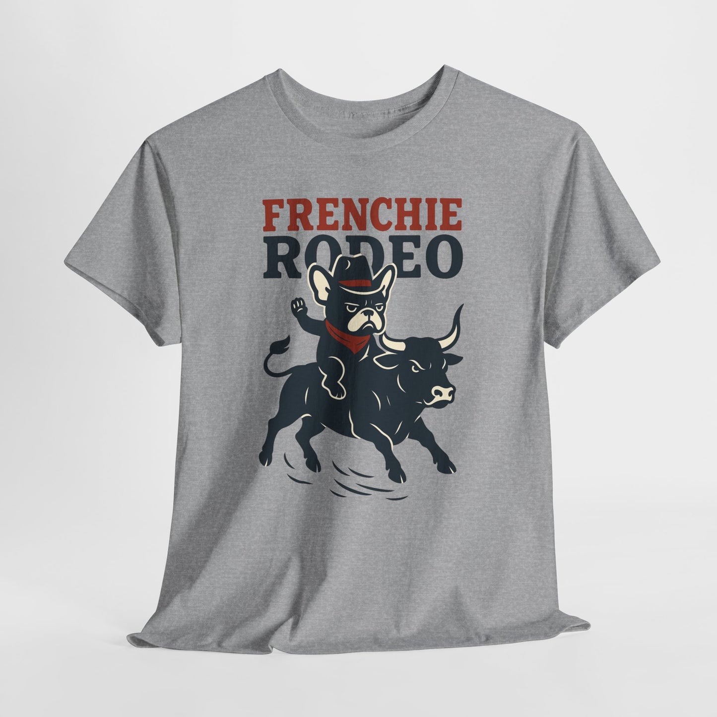 Frenchie Rodeo T-Shirt | Cowboy French Bulldog Graphic Tee | Funny Western Dog Lover Shirt | Frenchie Bull Rider Gift | Rodeo Style Tee