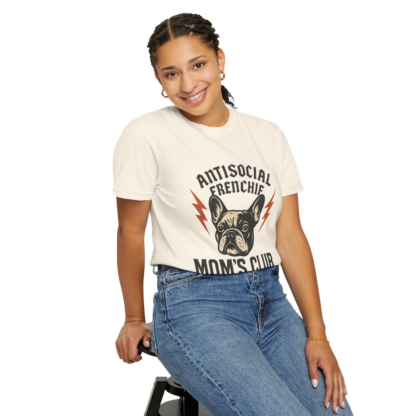 Antisocial Frenchie Mom’s Club Shirt – Retro French Bulldog Mom Tee, Funny Frenchie Lover Gift, Vintage Dog Mom Graphic T-Shirt