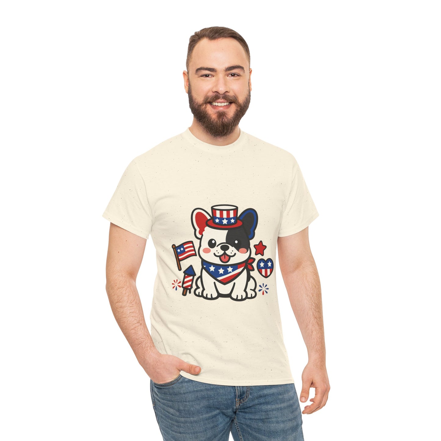 Cute Patriotic French Bulldog Shirt, Kawaii frenchie Fourth of July Tee, American Flag Puppy Shirt, USA Dog Lover Gift, Patriotic Frenchie
