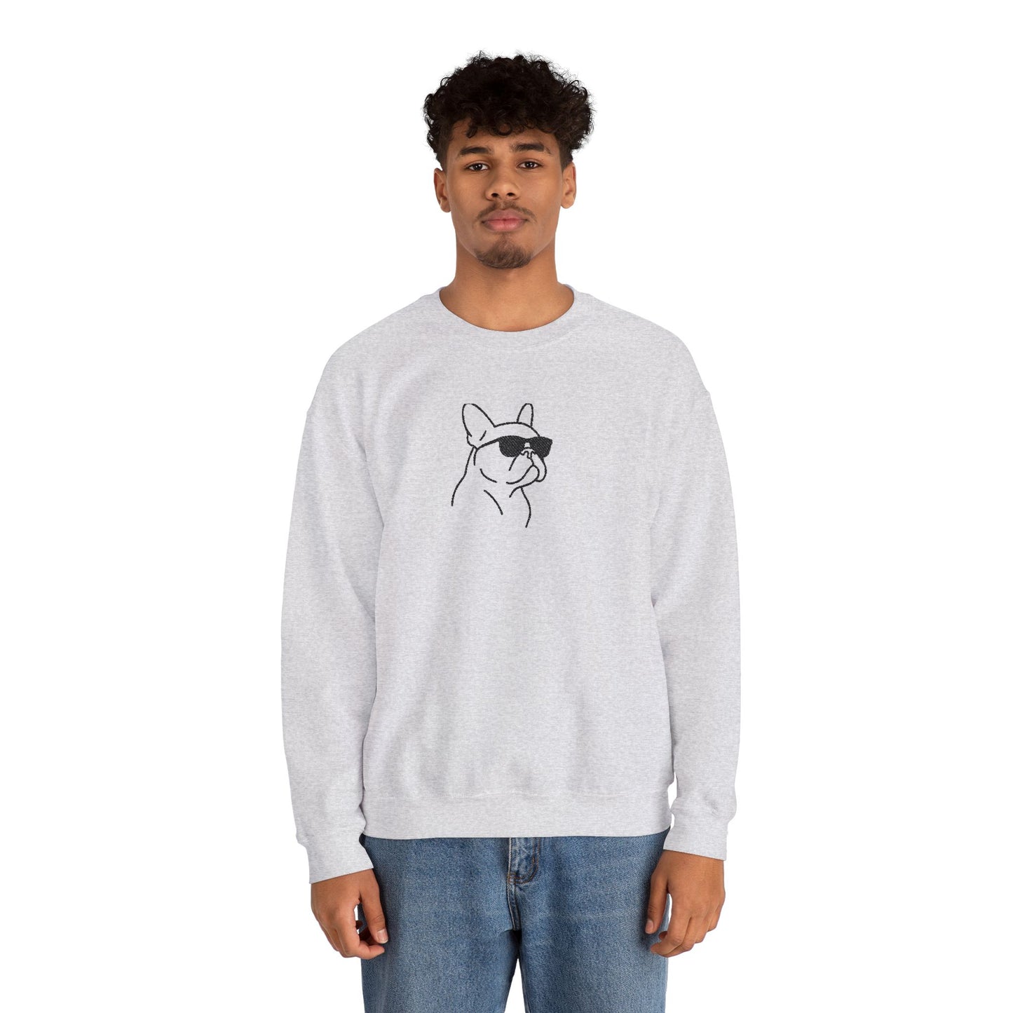 Frenchie in Shades Sweatshirt | Hot Pink French Bulldog Crewneck | Minimal Line Art Dog Lover Gift | Cute Cozy Frenchie Pullover