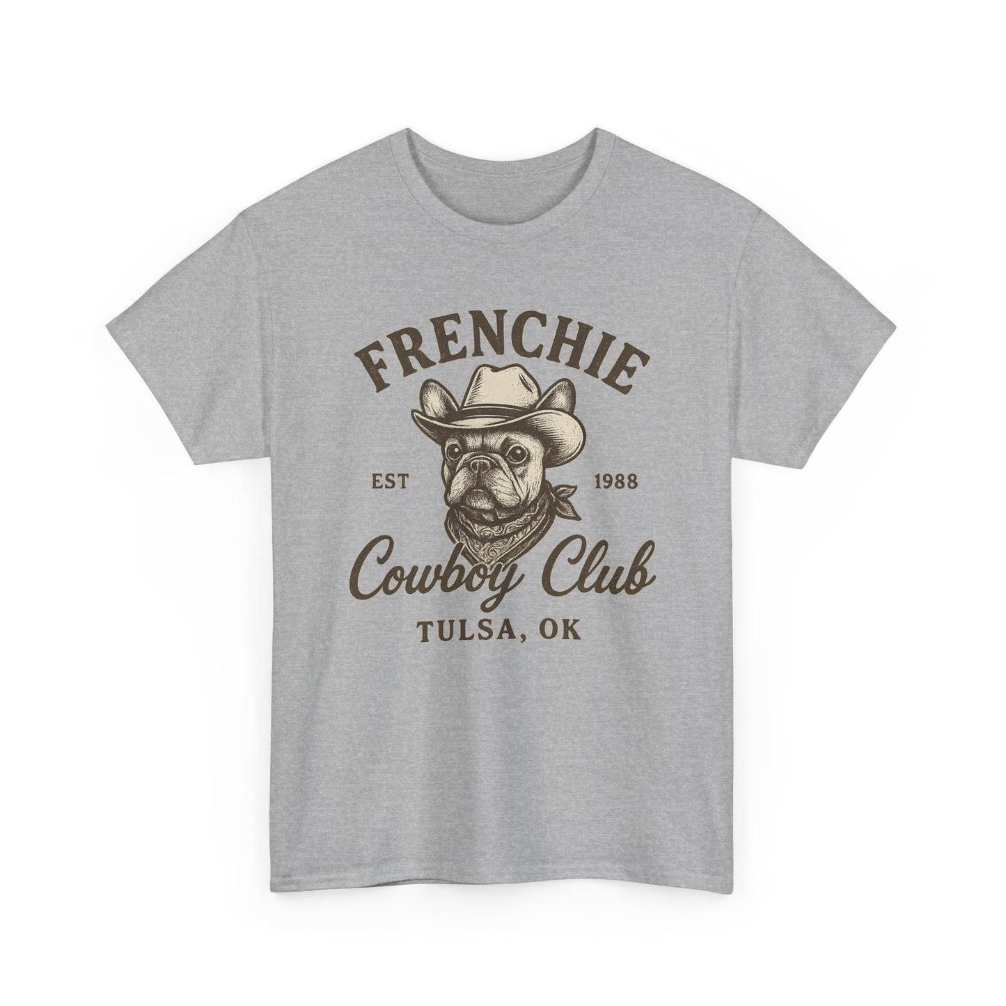 Frenchie Cowboy Club T-Shirt | Western French Bulldog Tee | Tulsa Oklahoma Dog Lover Shirt | Vintage Cowboy Graphic | Country Pet Gift