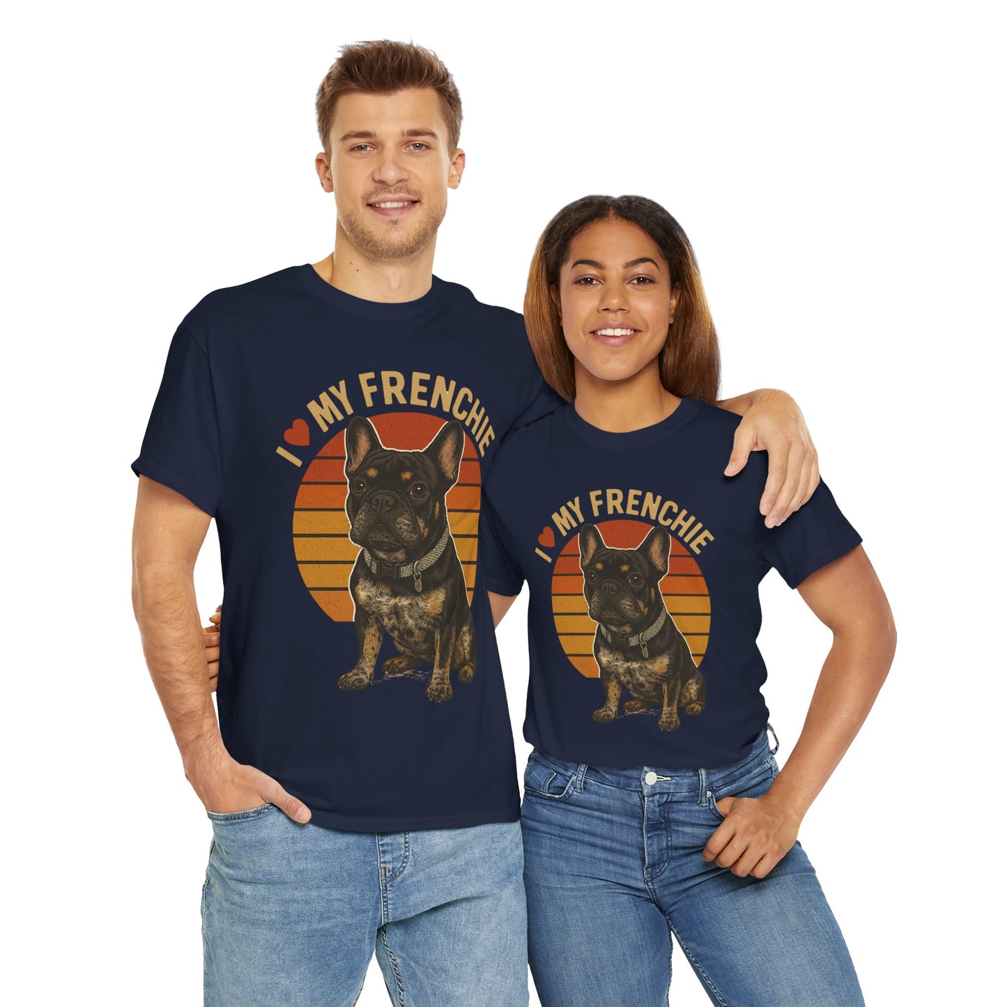 I Love My Frenchie T-Shirt | Retro French Bulldog Tee | Black & Tan Frenchie Gift | Vintage Dog Lover Shirt for Frenchie Moms & Dads