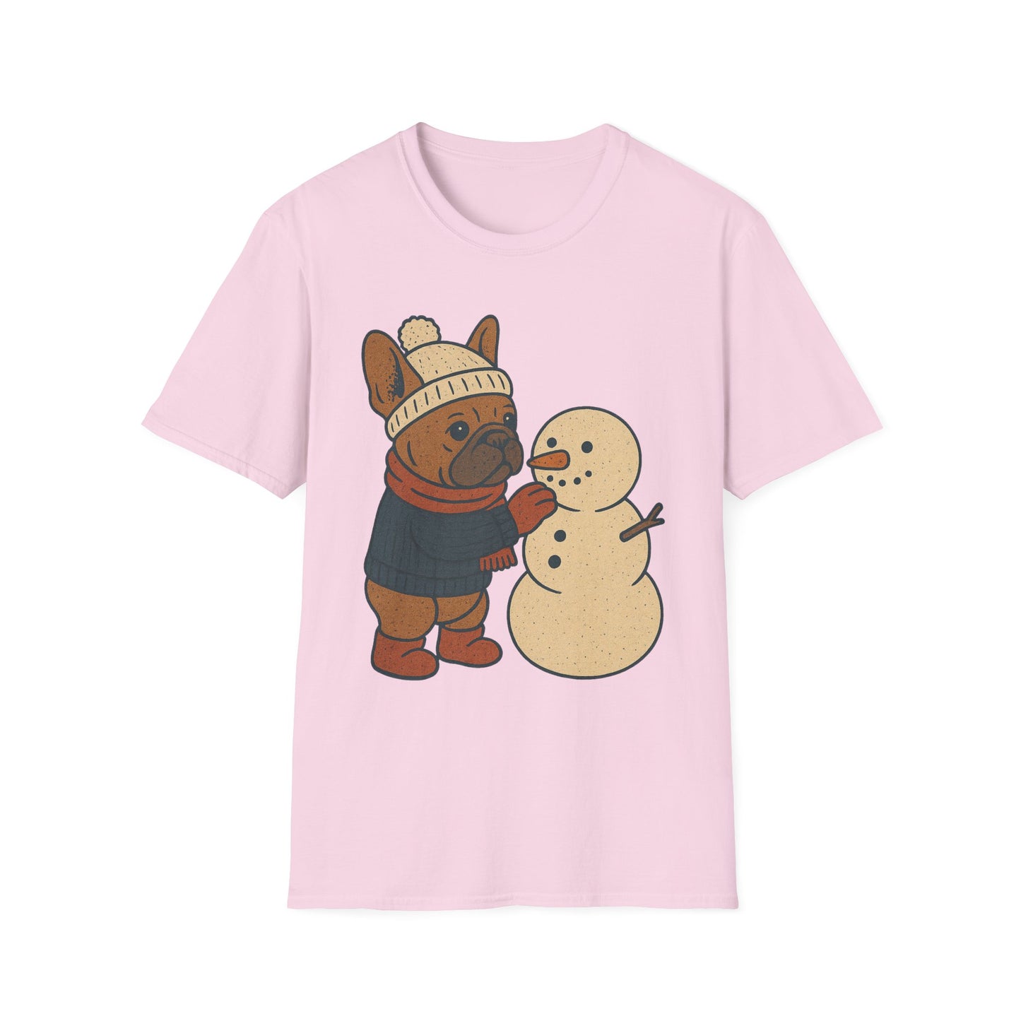 French Bulldog Snowman T-Shirt • Cute Winter Frenchie Tee • Holiday Dog Lover Shirt • Christmas Pup Graphic • Cozy Winter Pet Lover Gift