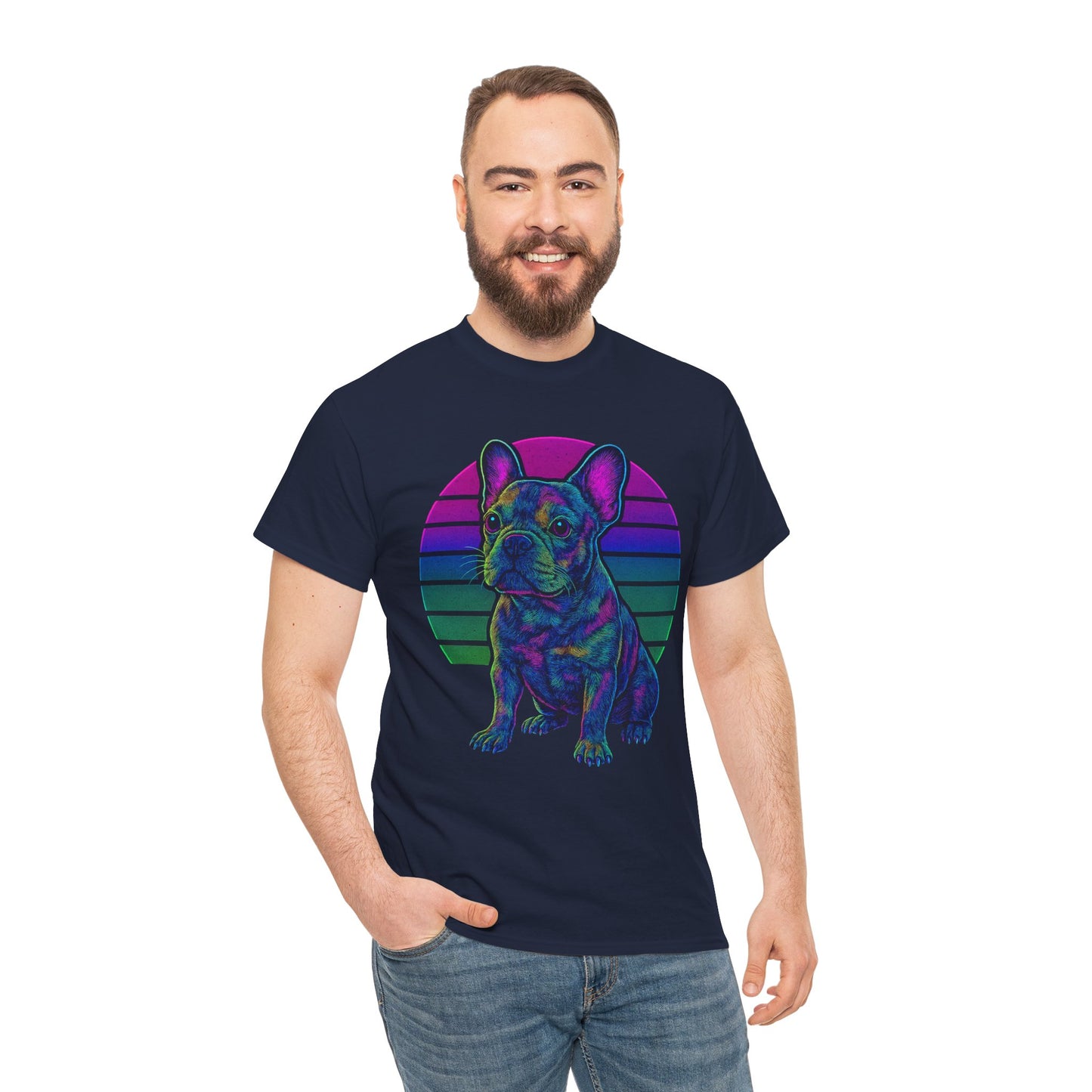 Neon French Bulldog T-Shirt | Retro 80s Frenchie Tee | Colorful Dog Lover Shirt | Electric Frenchie Gift for Men & Women