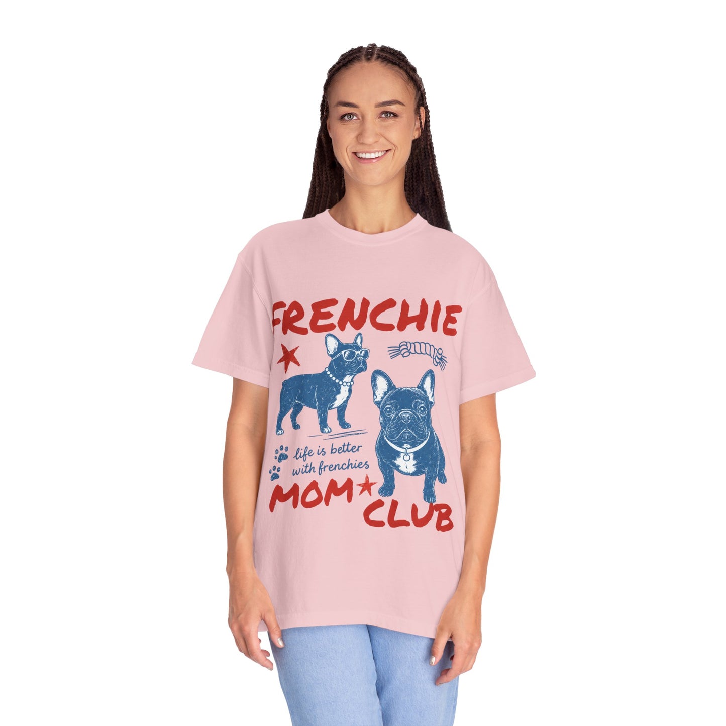 Frenchie Mom Club Shirt, French Bulldog Mom Tee, Frenchie Mama Shirt, Dog Mom Gift, Vintage French Bulldog Graphic Tee, Frenchie Lover Shirt