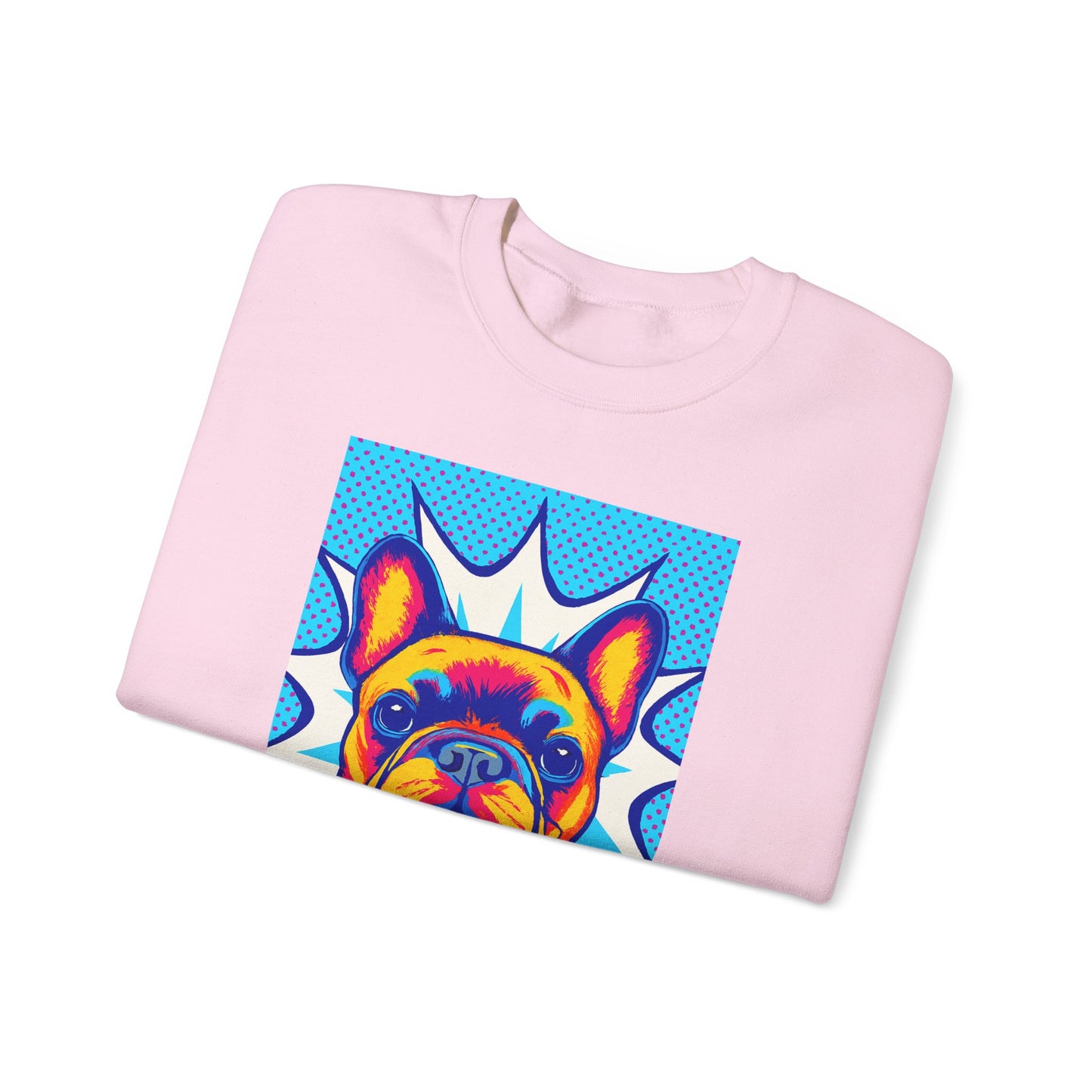 Pop Art French Bulldog Pullover | Colorful Retro Frenchie Sweatshirt | Funky Dog Lover Gift | Unisex Bold Frenchie Graphic Sweater