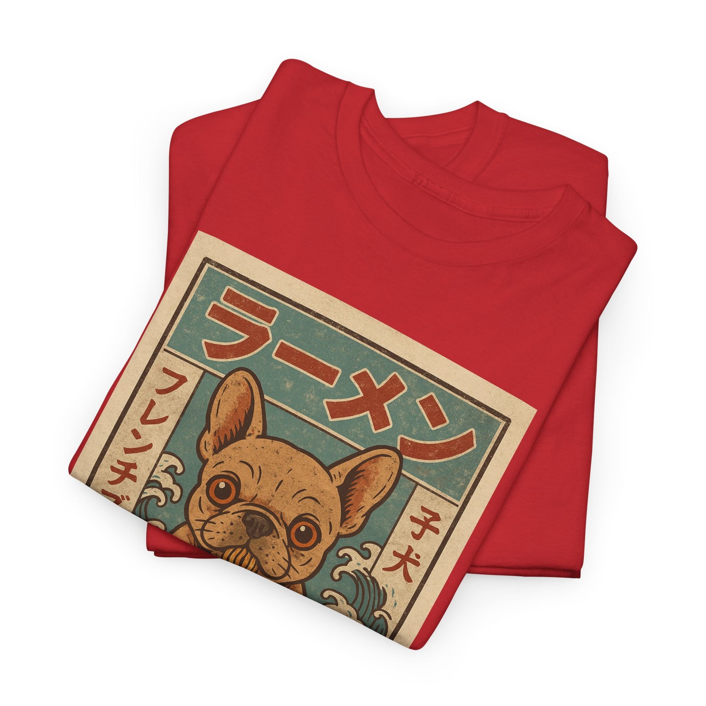 Frenchie Ramen T-Shirt – Vintage Japanese Poster Style French Bulldog Tee, Retro Dog Lover Shirt, Cute Anime-Inspired Gift