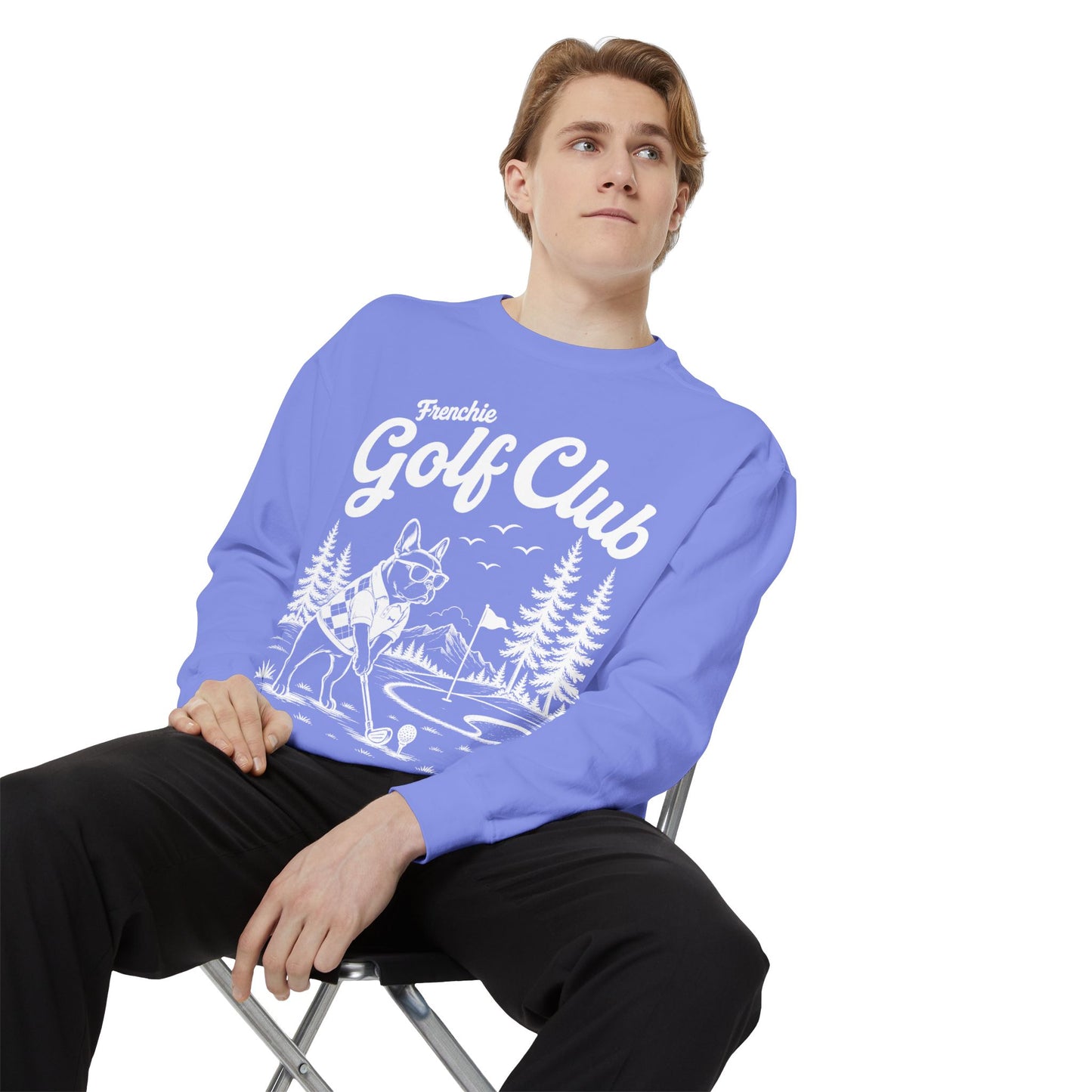 Frenchie Golf Club Sweatshirt, Golfing French Bulldog Crewneck, Golf Lover Dog Sweatshirt, Country Club Frenchie Gift, Vintage Golf Sweatshirt