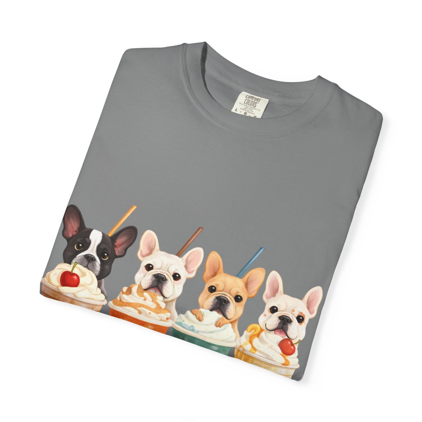 Frenchies & Frappés Shirt, French Bulldog Coffee Shirt, Cute Frenchie Café Tee, Coffee Lover Dog Shirt, Dog Mom Gift, French Bulldog Graphic Tee
