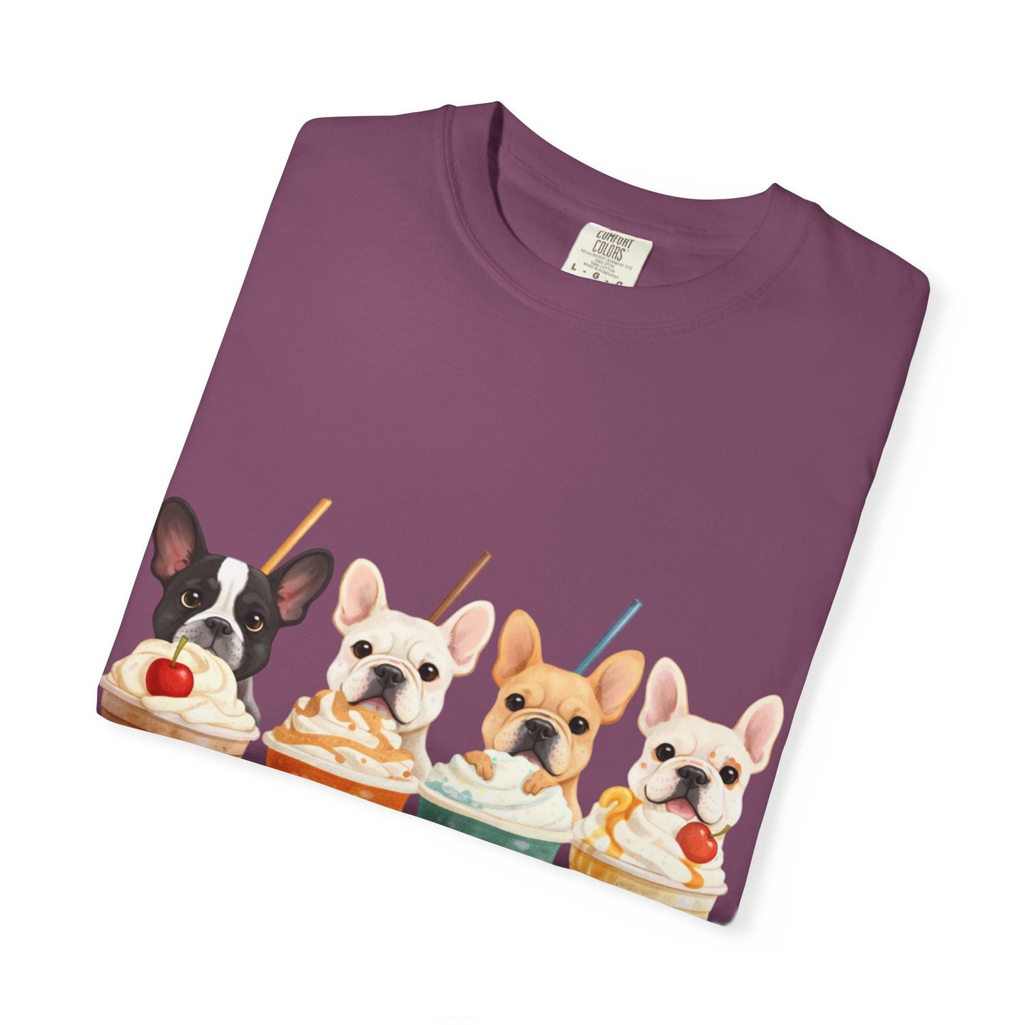 Frenchies & Frappés Shirt, French Bulldog Coffee Shirt, Cute Frenchie Café Tee, Coffee Lover Dog Shirt, Dog Mom Gift, French Bulldog Graphic Tee