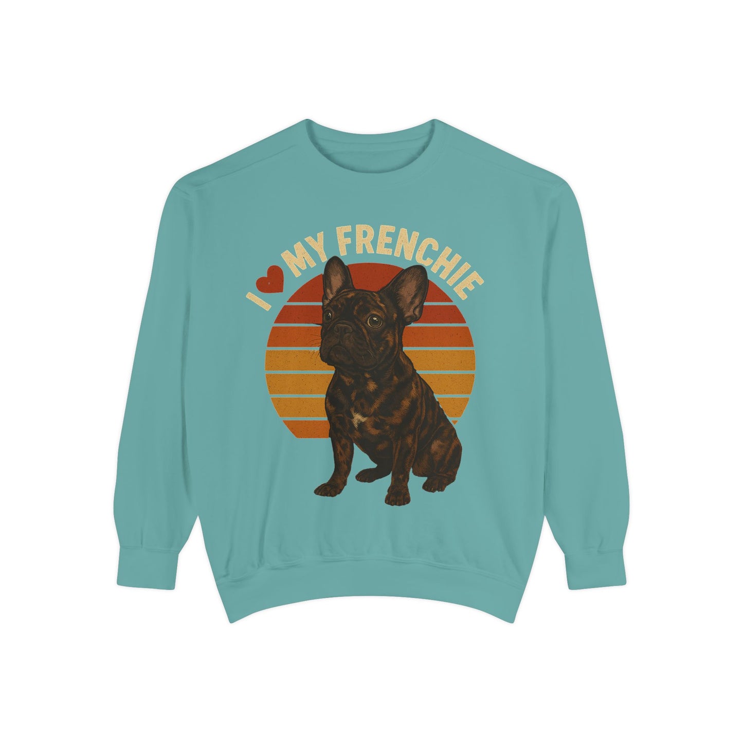 I Love My Frenchie Sweatshirt | Retro Merle French Bulldog Pullover | Vintage Dog Lover Crewneck | Frenchie Mom & Dad Gift
