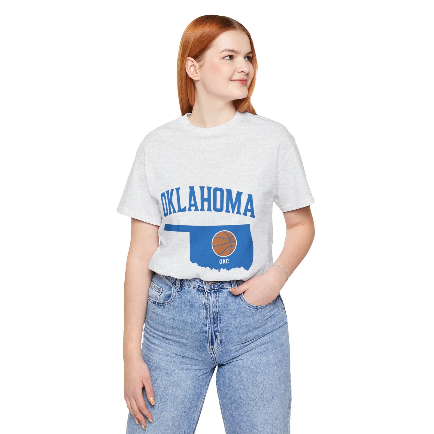 Oklahoma Basketball T-Shirt | OKC State Outline Tee | Blue and Orange Game Day Shirt | Retro Oklahoma Sports Graphic Top