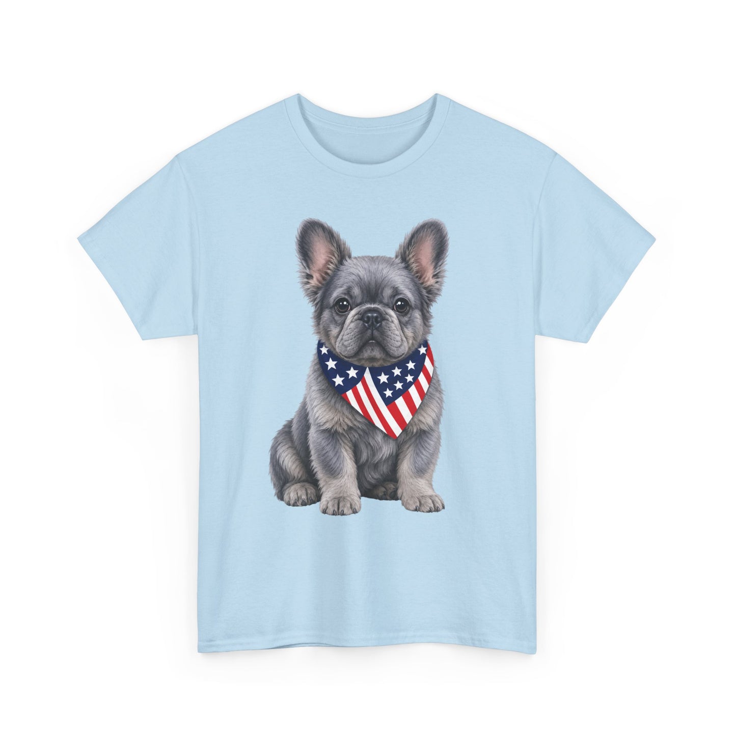 Patriotic Fluffy French Bulldog Shirt, Fluffy Frenchie American Flag Tee, Fourth of July Dog Lover Shirt, USA Fluffy Frenchie Gift
