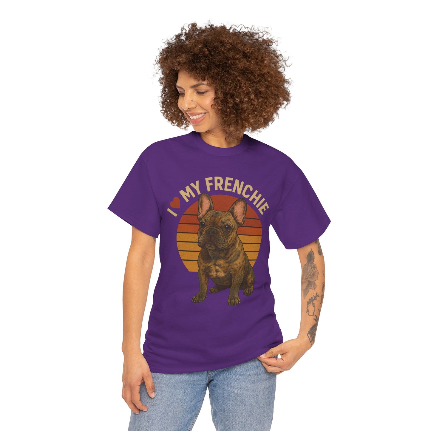 I Love My Frenchie T-Shirt | Brindle French Bulldog Retro Tee | Vintage Dog Lover Shirt | Frenchie Mom & Dad Gift