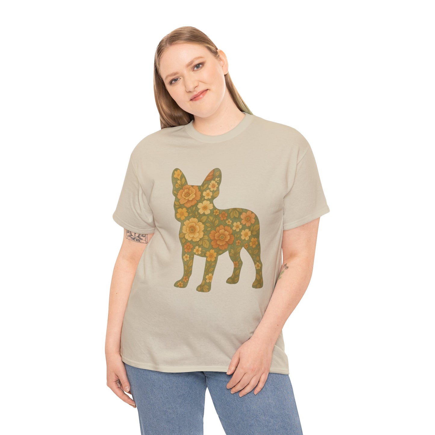 Floral Frenchie T-Shirt | Retro Flower French Bulldog Tee | Boho Dog Mom Shirt | Cute Pet Lover Gift | Vintage Botanical Dog Graphic Tee