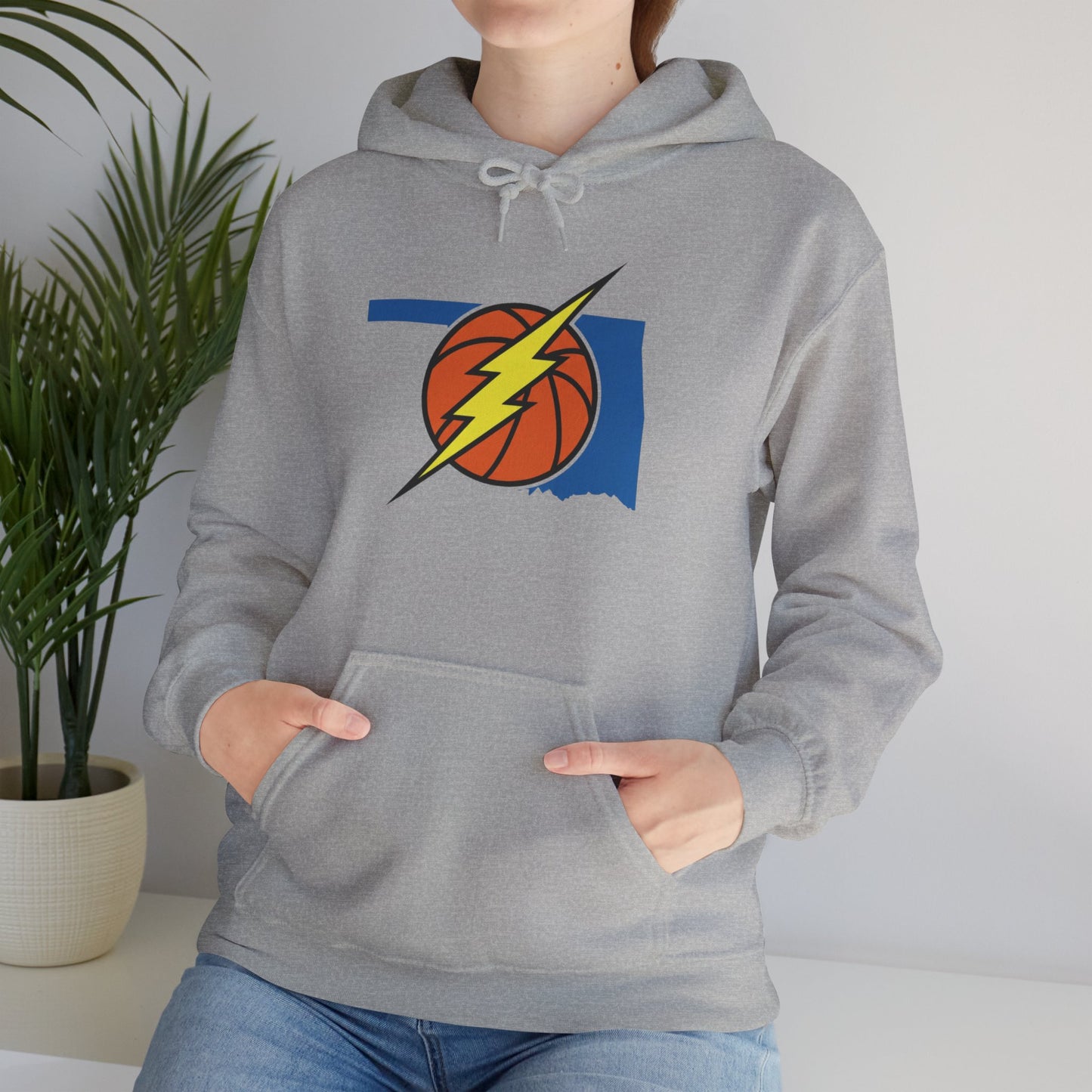 Oklahoma Basketball Lightning Hoodie | Thunder Fan Hoodie | Oklahoma Basketball Sweatshirt | Blue Orange Game Day Hoodie