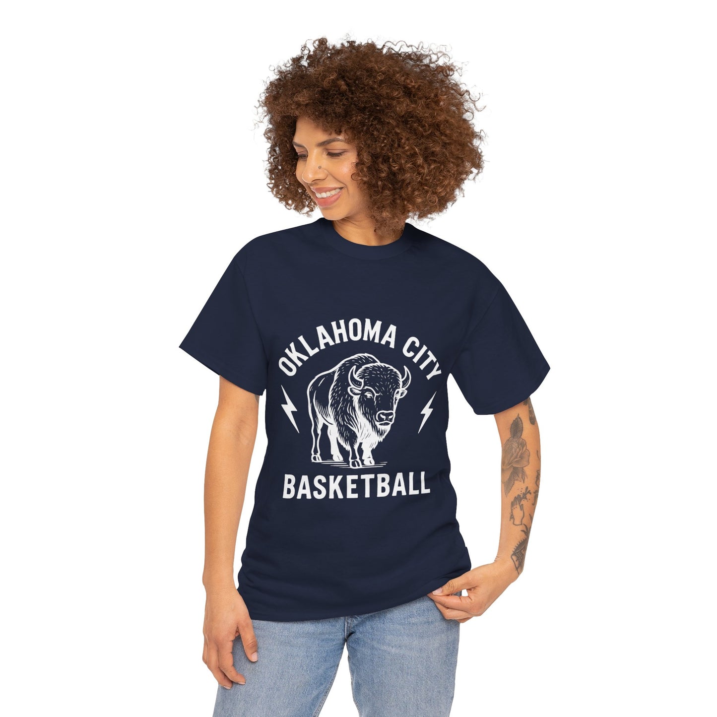 Oklahoma City Bison Basketball Shirt • OKC Hoops Tee • Retro Thunder Spirit T-Shirt • Western Bison Basketball Fan Shirt