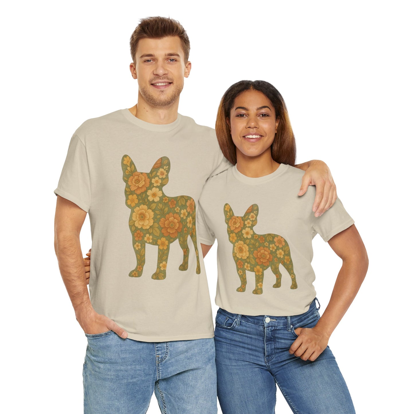 Floral Frenchie T-Shirt | Retro Flower French Bulldog Tee | Boho Dog Mom Shirt | Cute Pet Lover Gift | Vintage Botanical Dog Graphic Tee