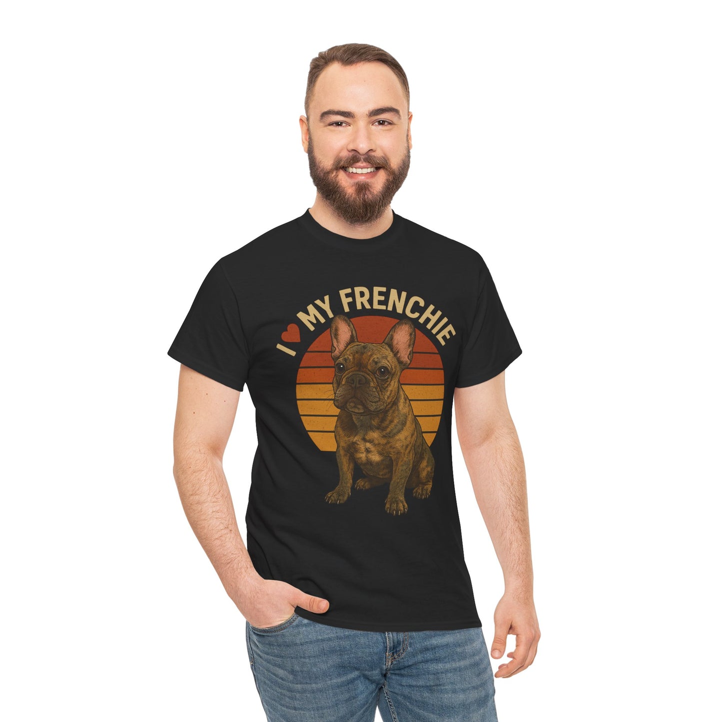 I Love My Frenchie T-Shirt | Brindle French Bulldog Retro Tee | Vintage Dog Lover Shirt | Frenchie Mom & Dad Gift