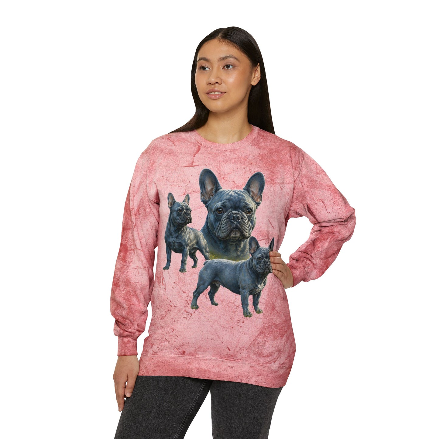 Blue French Bulldog Sweatshirt, Frenchie Crewneck, Realistic French Bulldog Sweatshirt, Dog Mom Gift, Blue Frenchie Graphic Sweatshirt, French Bulldog Lover