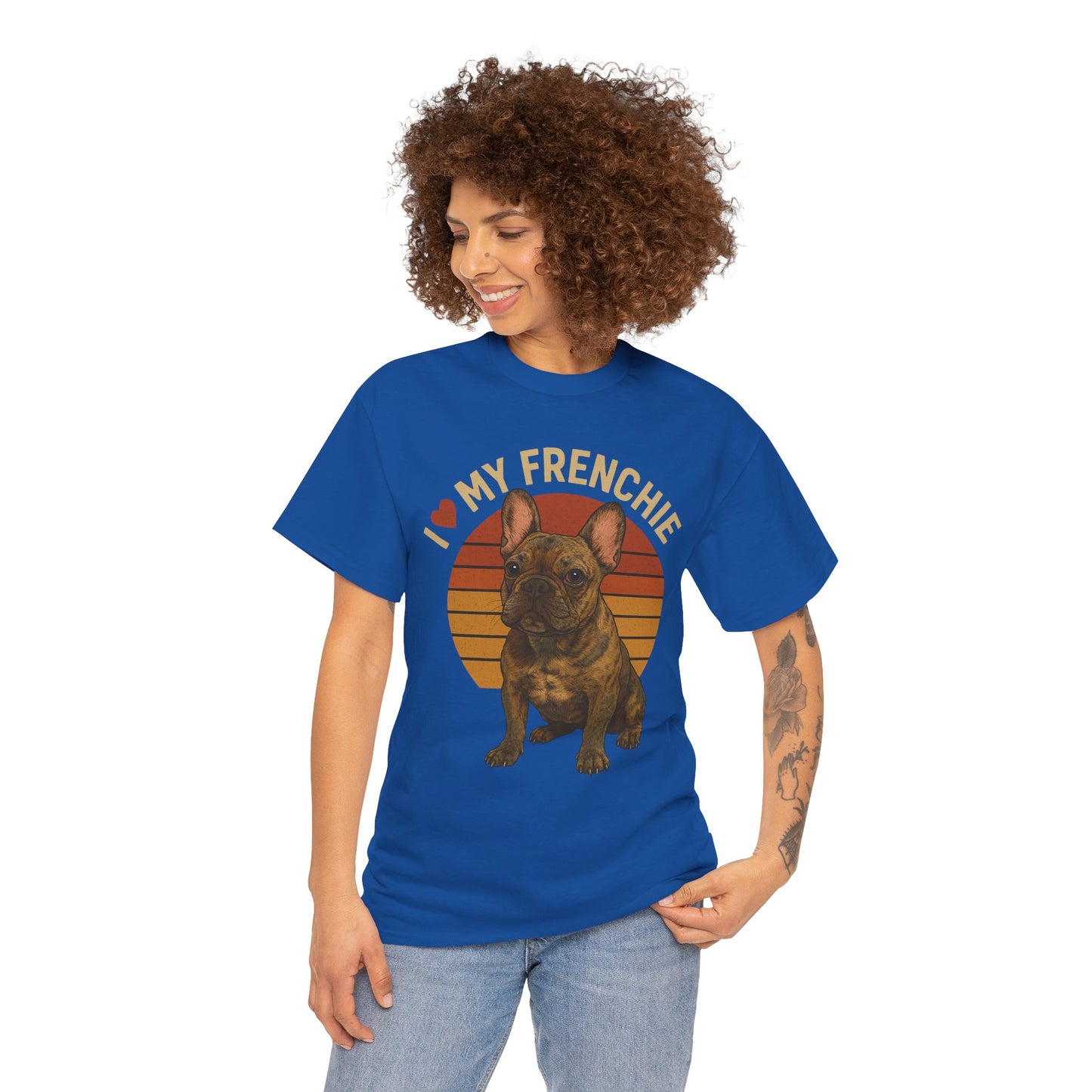 I Love My Frenchie T-Shirt | Brindle French Bulldog Retro Tee | Vintage Dog Lover Shirt | Frenchie Mom & Dad Gift