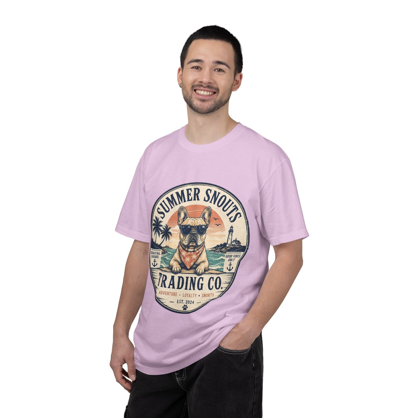 Summer Snouts Trading Co. T-Shirt — Vintage Beach French Bulldog Graphic Tee