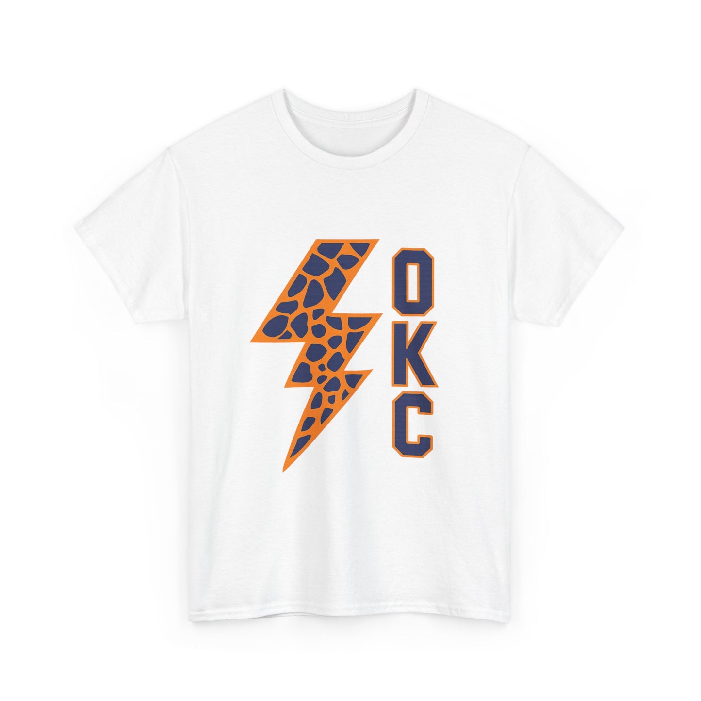 OKC Leopard Lightning Bolt T-Shirt | Oklahoma City Basketball | Blue & Orange Game Day Tee