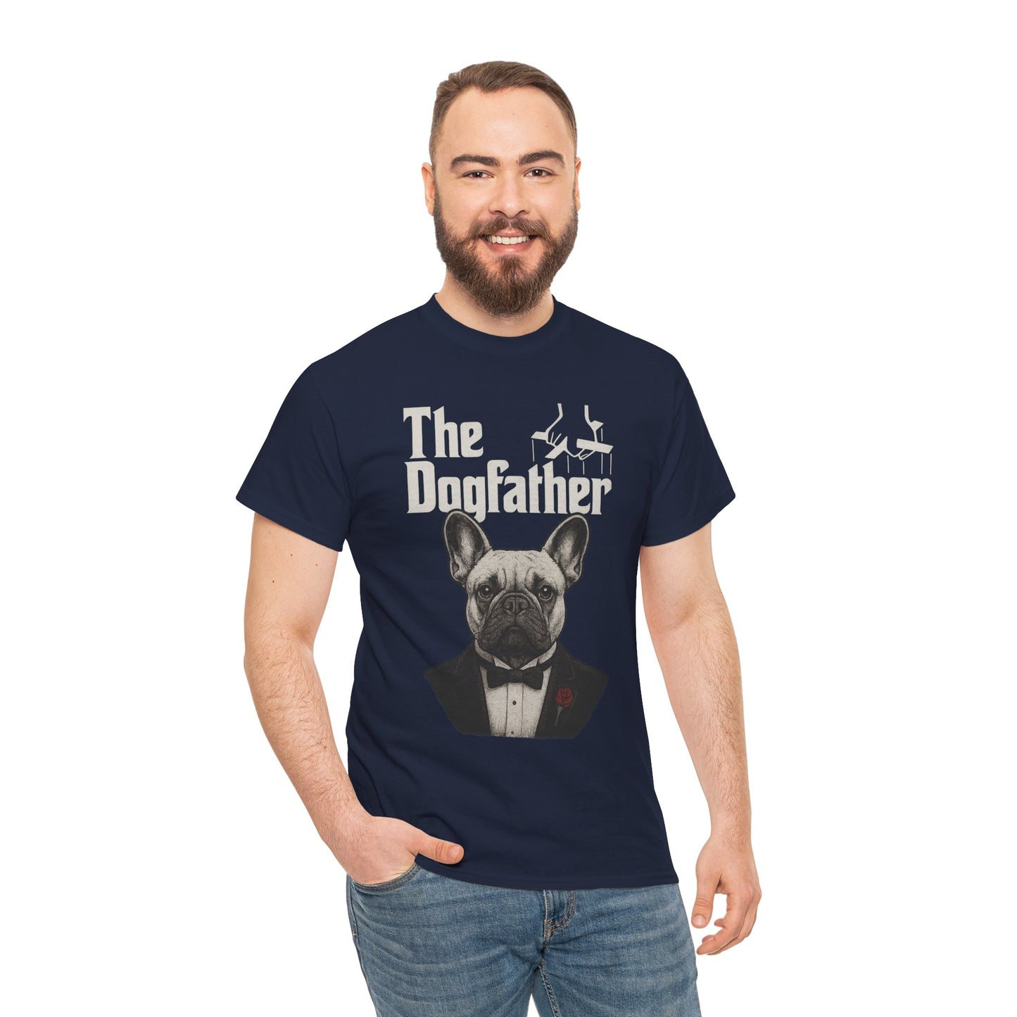The Dogfather French Bulldog T-Shirt | Funny Dog Dad Tee | Frenchie Lover Gift | Mafia Style Pet Parent Graphic Shirt